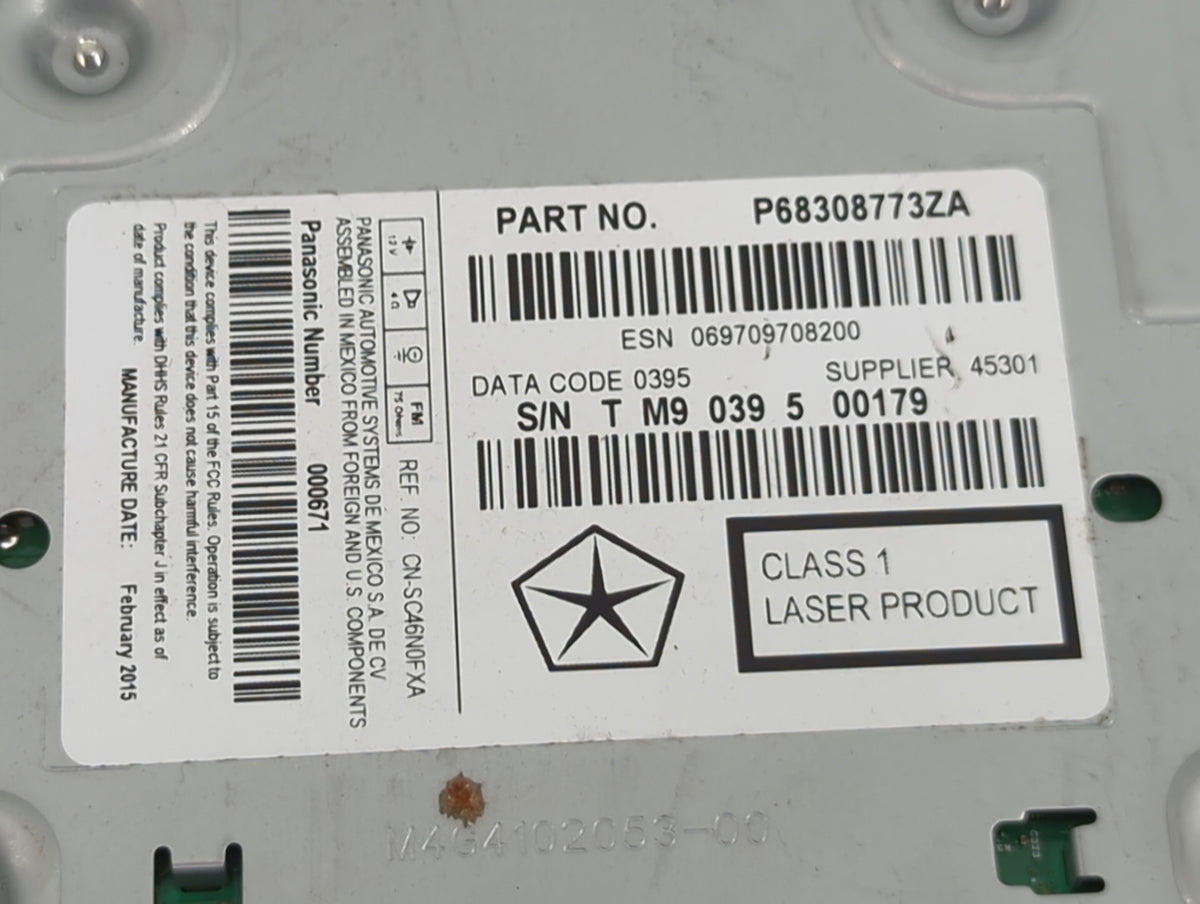 2015 Dodge Journey Radio AM FM Cd Player Receiver Replacement P/N:P68308773ZA CN-SC46N0FXA, M4G4102036-00 Fits OEM Used Auto