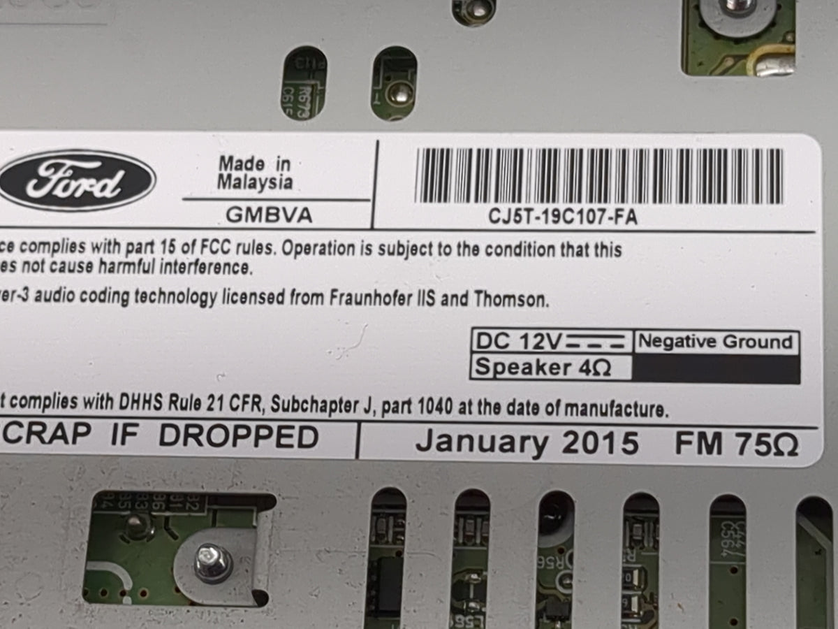 2013-2015 Ford Escape Radio AM FM Cd Player Receiver Replacement P/N:CJ5T-19C107-FA Fits Fits 2013 2014 2015 OEM Used Auto P