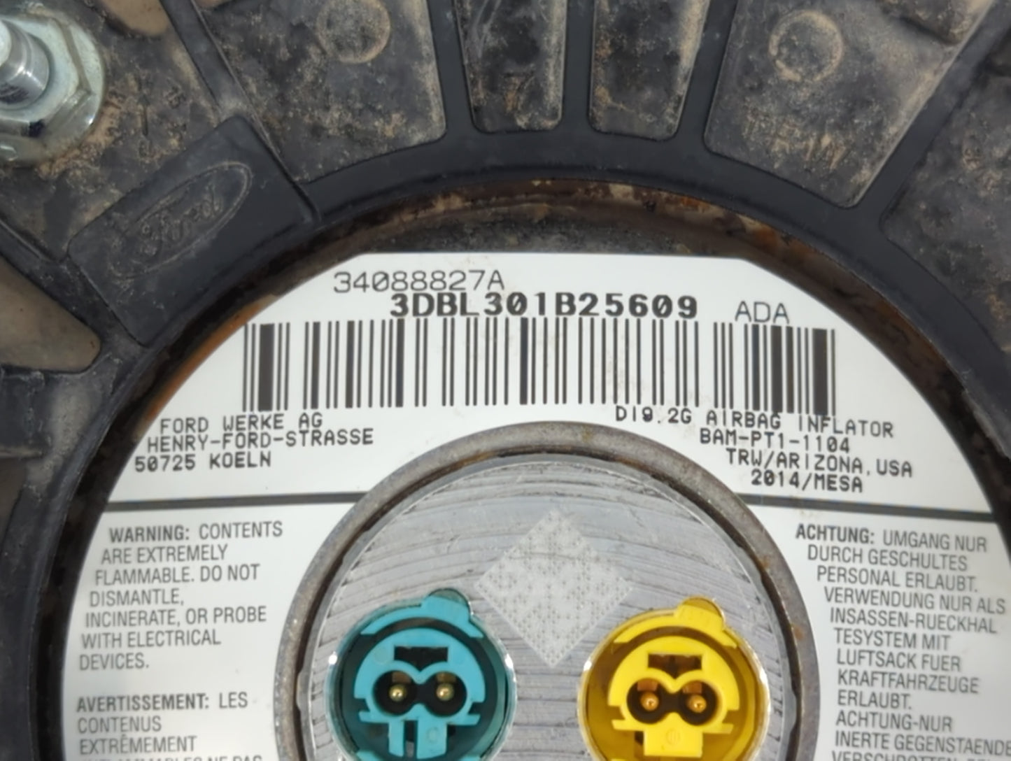 2013-2016 Ford Escape Air Bag Driver Left Steering Wheel Mounted - Oemusedautoparts1.com