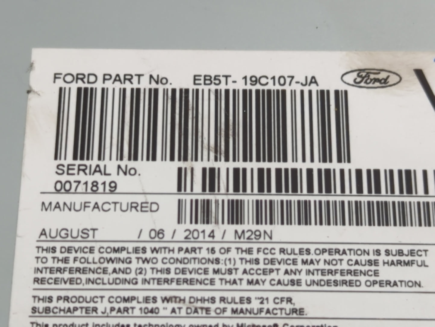 2015 Ford Explorer Radio AM FM Cd Player Receiver Replacement P/N:EB5T-19C107-JA Fits OEM Used Auto Parts - Oemusedautoparts