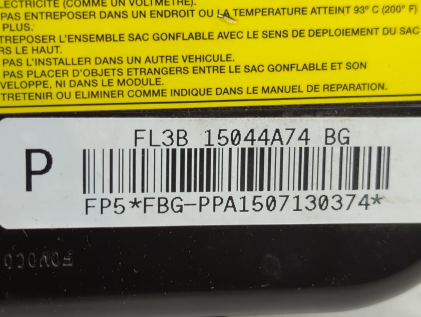 2015-2017 Ford F-150 Air Bag Passenger Right Dashboard OEM P/N:FL3B-15044A74-BG Fits Fits 2015 2016 2017 OEM Used Auto Parts