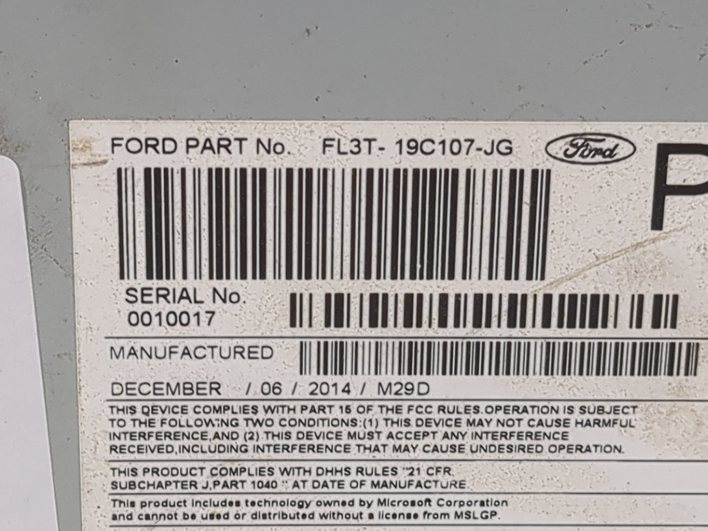 2015-2016 Ford F-150 Radio AM FM Cd Player Receiver Replacement P/N:PU-3611P-B FL3T-19C107-JG Fits Fits 2015 2016 OEM Used A