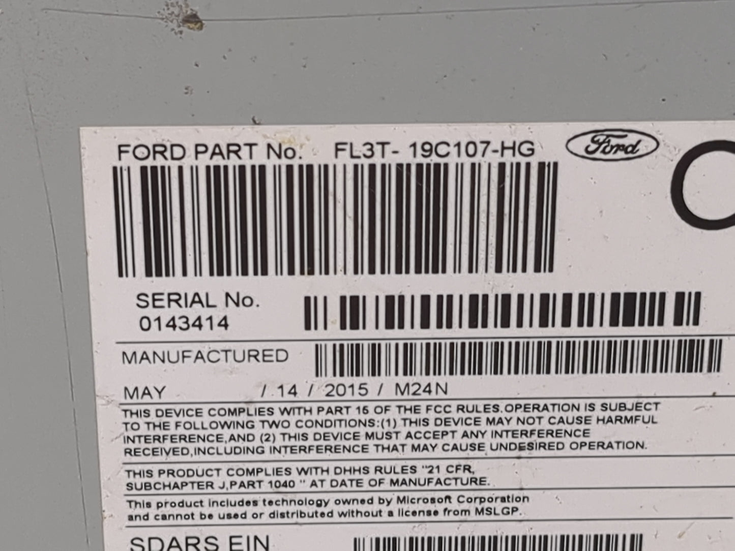 2015-2016 Ford F-150 Radio AM FM Cd Player Receiver Replacement P/N:PU-3640P-B FL3T-19C107-HG Fits Fits 2015 2016 OEM Used A
