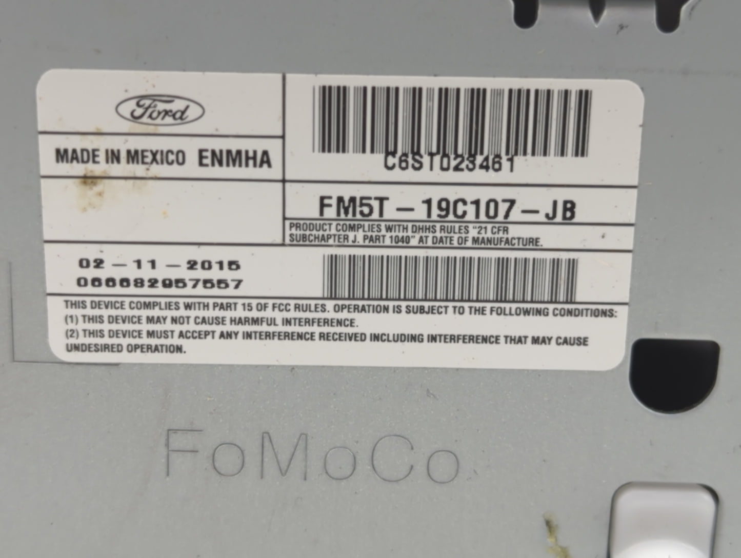 2015 Ford Focus Radio AM FM Cd Player Receiver Replacement P/N:FM5T-19C107-JB Fits OEM Used Auto Parts - Oemusedautoparts1.c