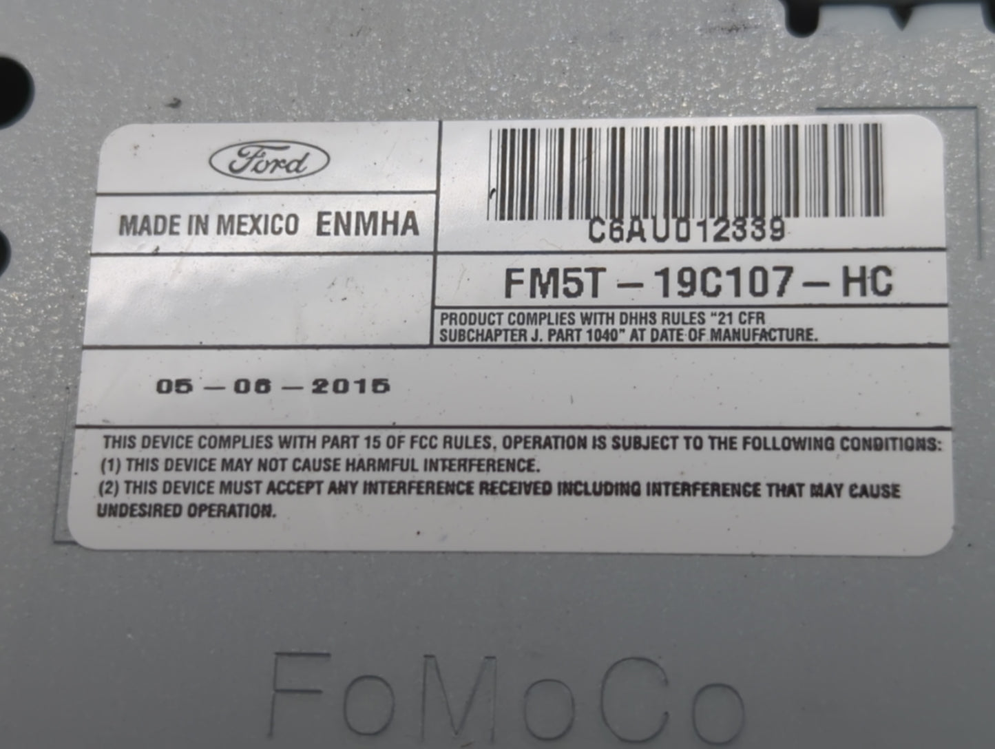 2015-2016 Ford Focus Radio AM FM Cd Player Receiver Replacement P/N:FM5T-19C107-HC Fits Fits 2015 2016 OEM Used Auto Parts -
