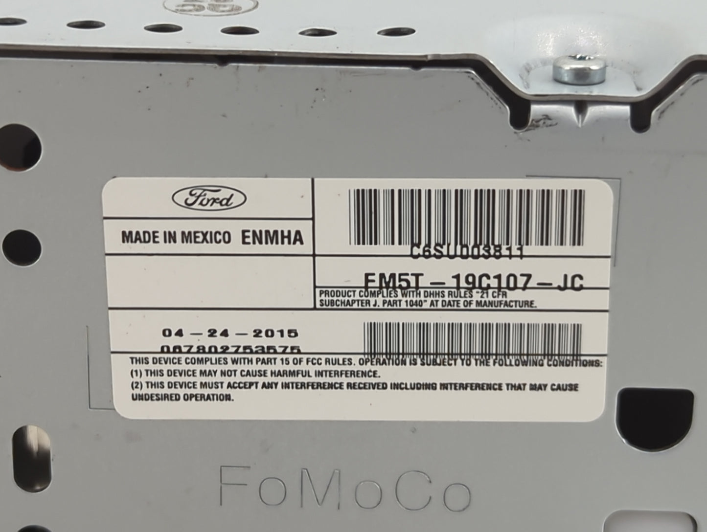 2015 Ford Focus Radio AM FM Cd Player Receiver Replacement P/N:FM5T-19C107-JC C6SU003811 Fits OEM Used Auto Parts - Oemuseda