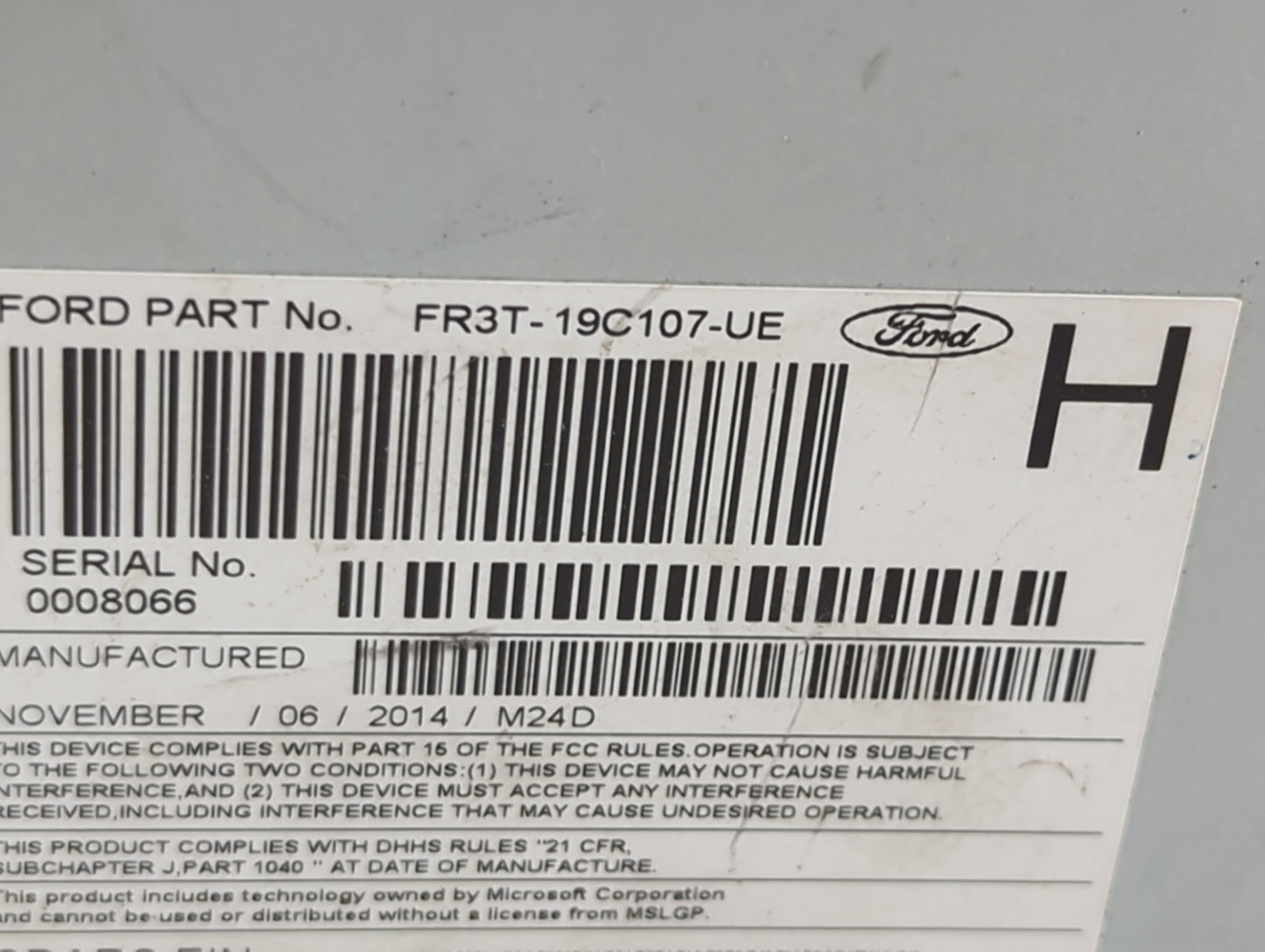 2015-2016 Ford Mustang Radio AM FM Cd Player Receiver Replacement P/N:PU-3605S-B FR3T-19C107-UE Fits Fits 2015 2016 OEM Used