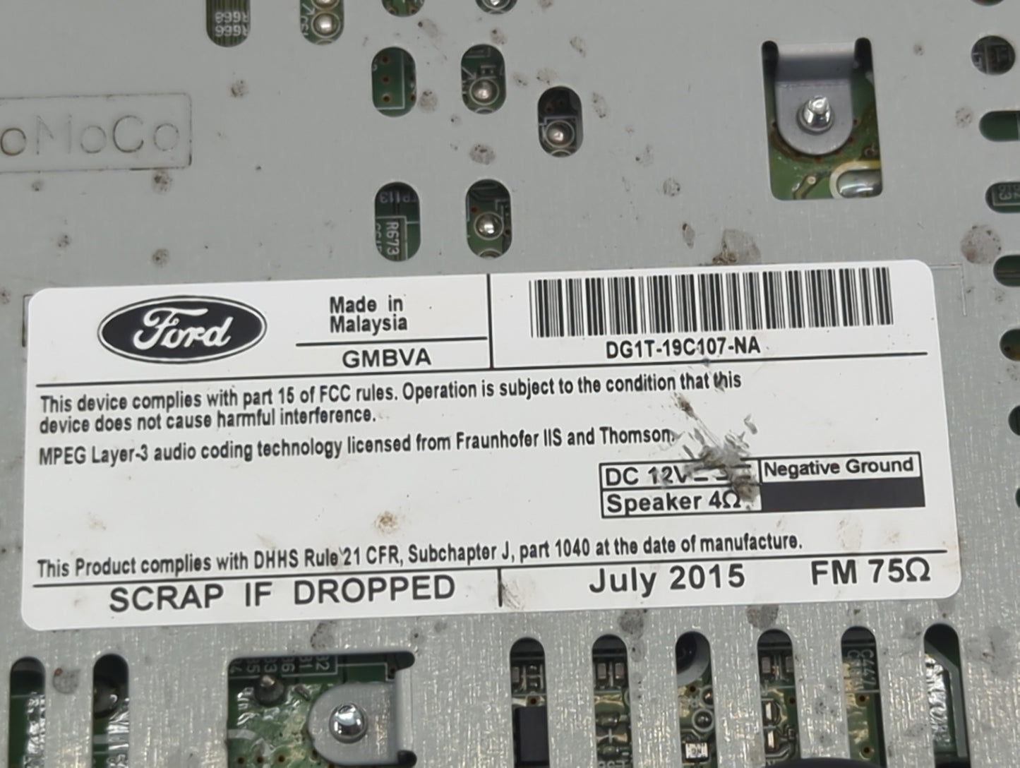 2015 Ford Taurus Radio AM FM Cd Player Receiver Replacement P/N:DG1T-19C107-NA Fits OEM Used Auto Parts - Oemusedautoparts1.