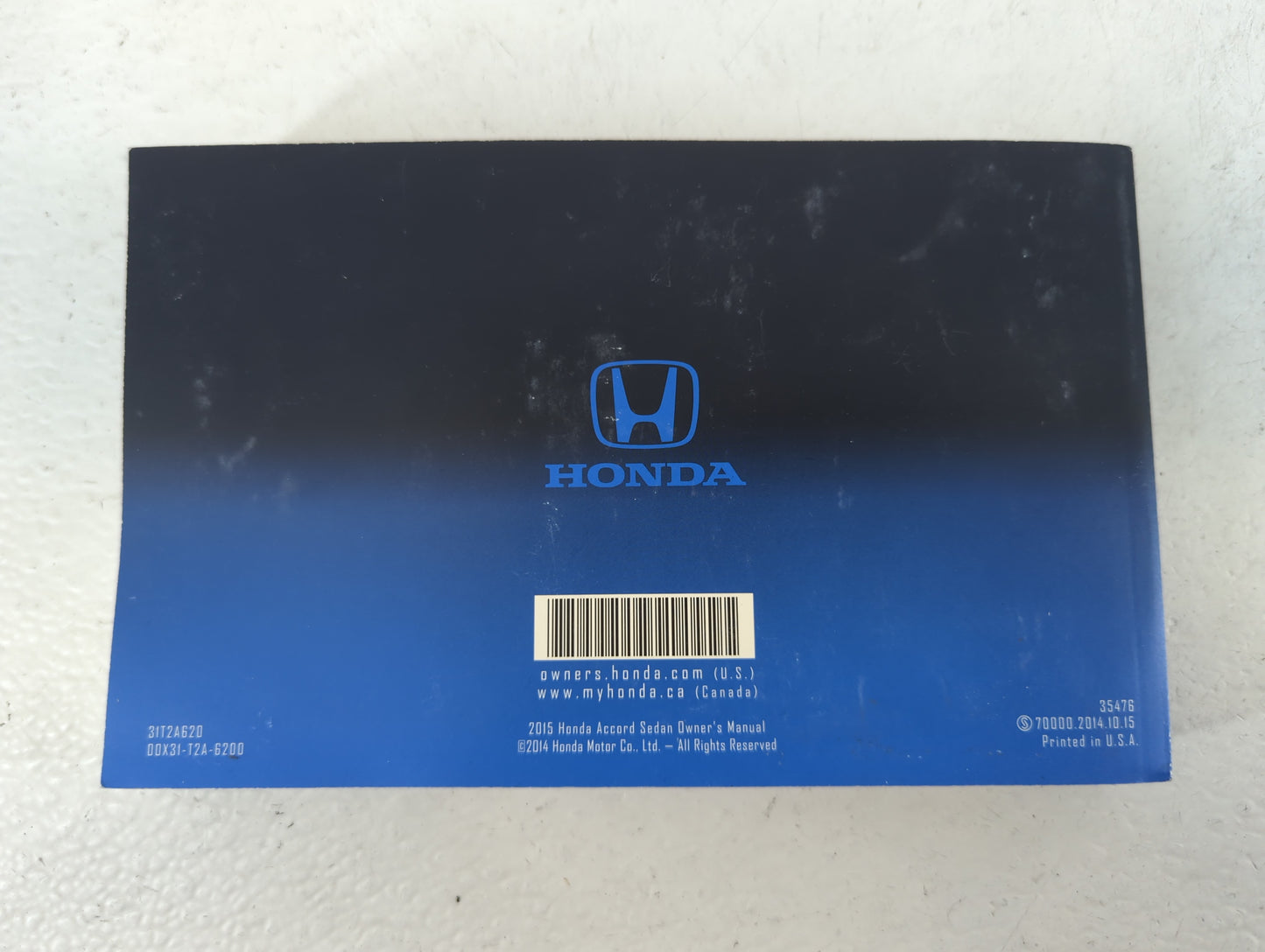 2015 Honda Accord Owners Manual Book Guide P/N:31T2A620 00C31-T2A-6200 OEM Used Auto Parts - Oemusedautoparts1.com
