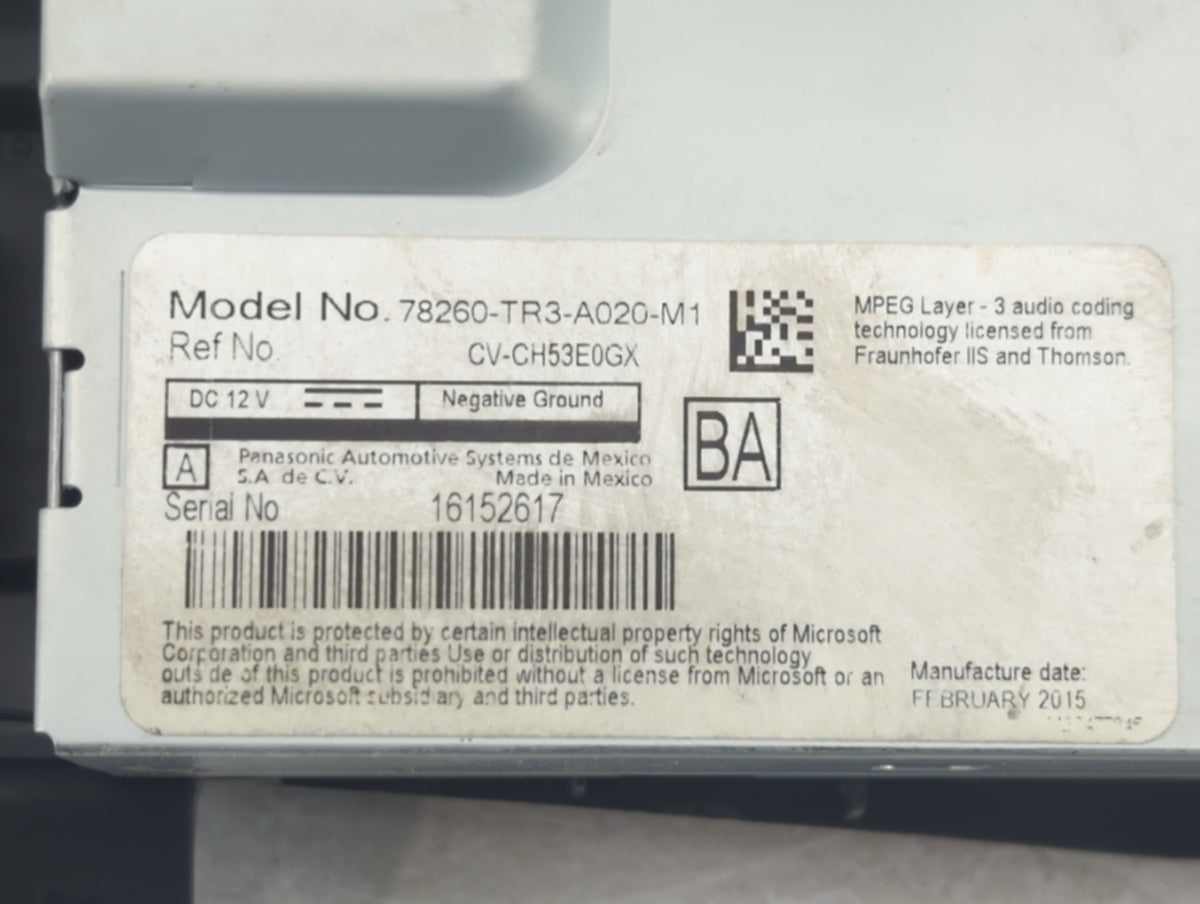2014-2015 Honda Civic Information Radio Display Screen 1387282 - Oemusedautoparts1.com