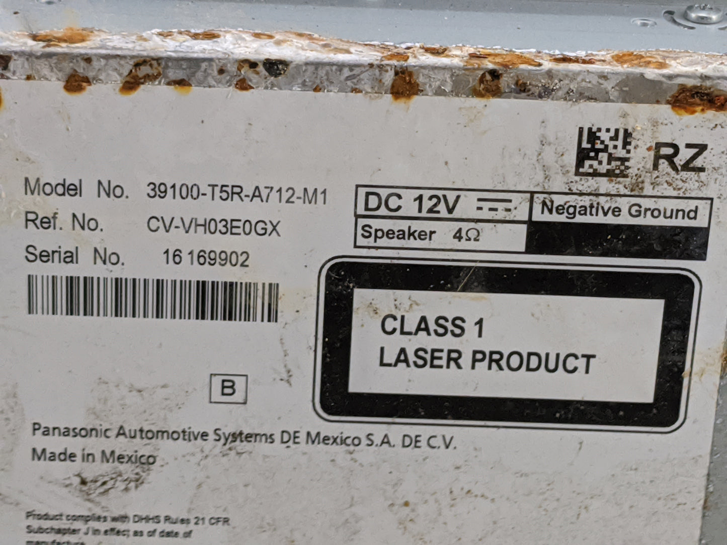 2015-2019 Honda Fit Radio AM FM Cd Player Receiver Replacement P/N:39100-T5R-A712-M1 CV-VH03E0GX Fits OEM Used Auto Parts -