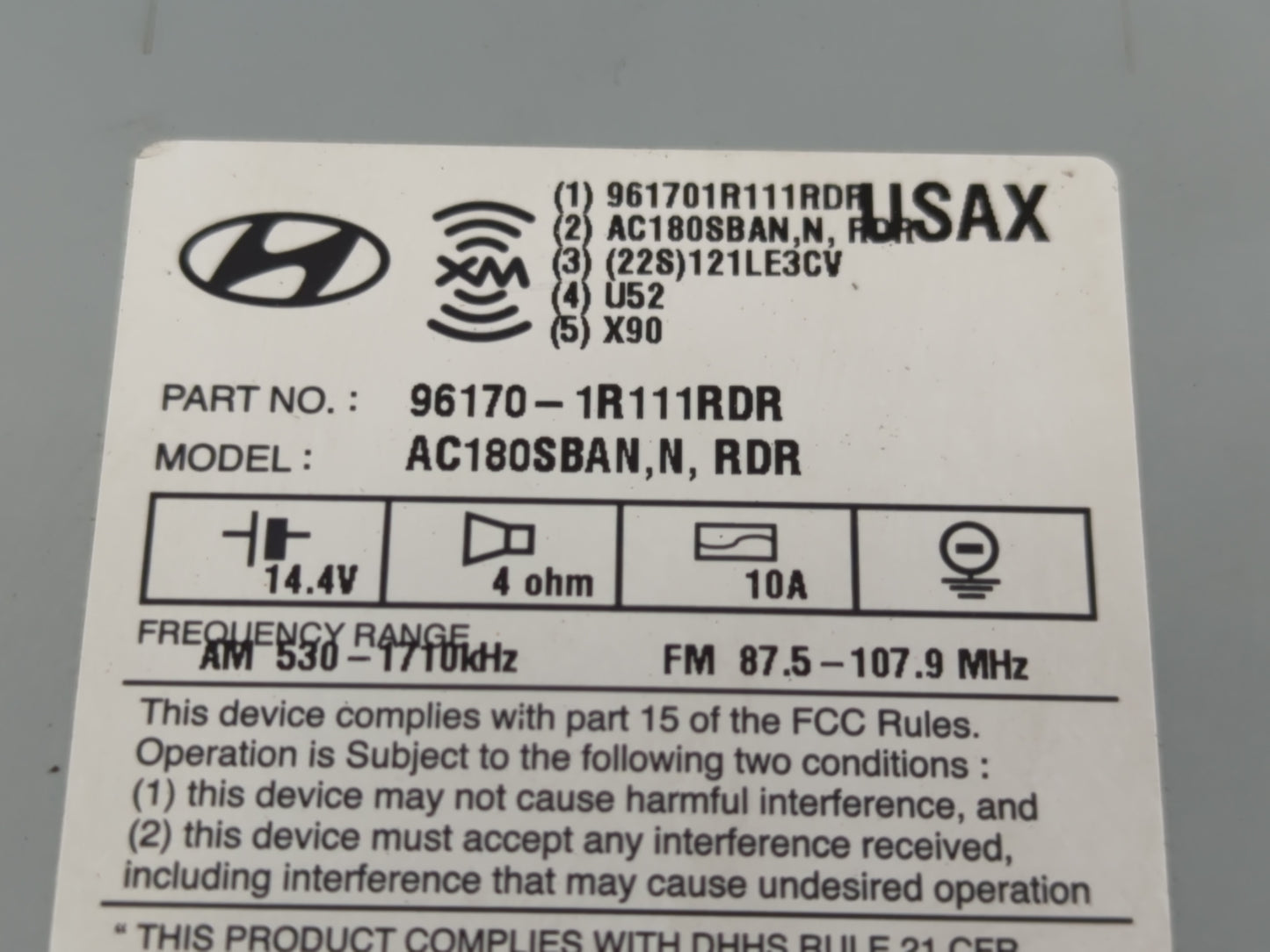 2015-2017 Hyundai Accent Radio AM FM Cd Player Receiver Replacement P/N:961701R111RDR Fits Fits 2015 2016 2017 OEM Used Auto