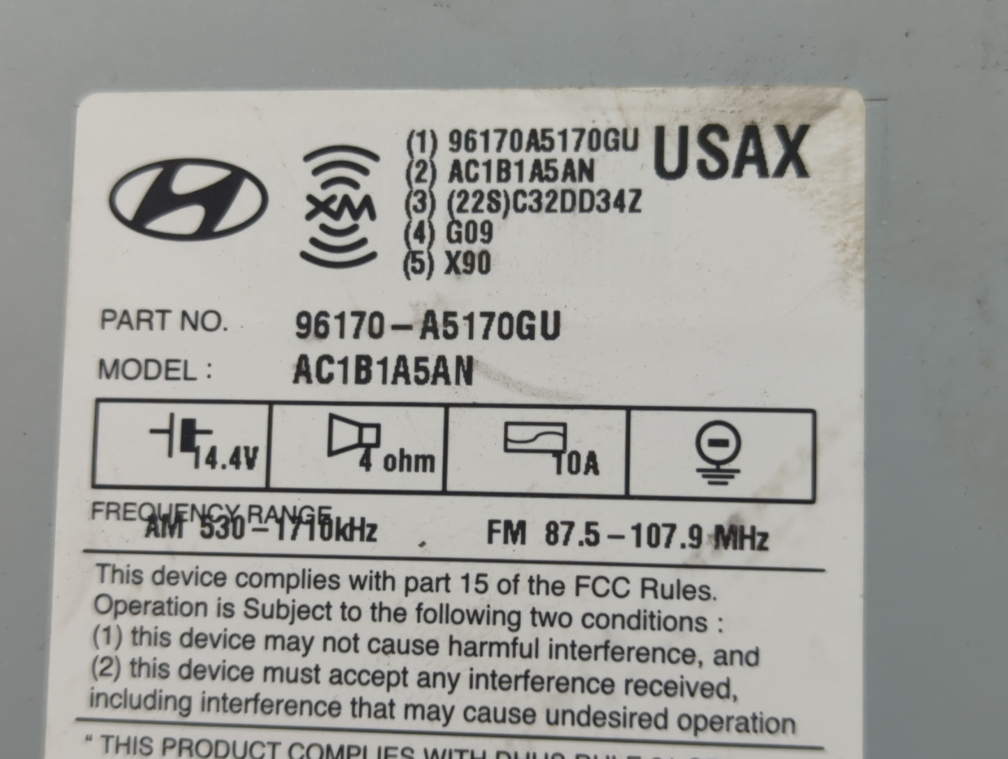 2013-2015 Hyundai Elantra Radio AM FM Cd Player Receiver Replacement P/N:96170-A5170GU Fits Fits 2013 2014 2015 OEM Used Aut