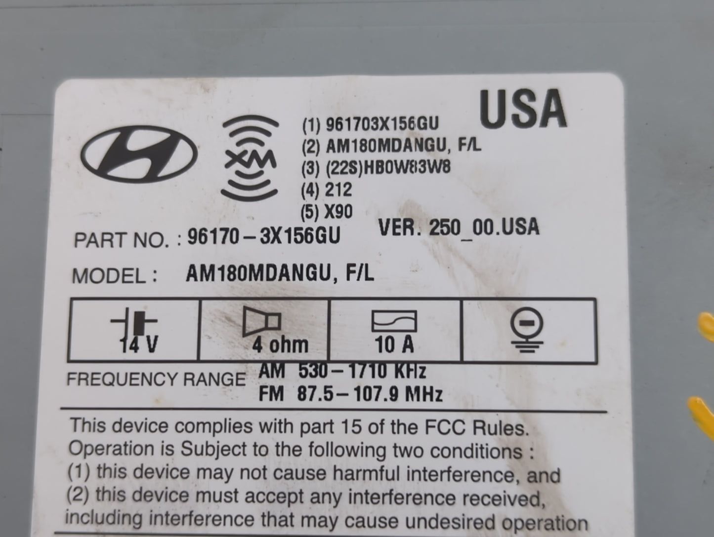 2014-2016 Hyundai Elantra Radio AM FM Cd Player Receiver Replacement P/N:96170-3X156GU Fits Fits 2014 2015 2016 OEM Used Aut