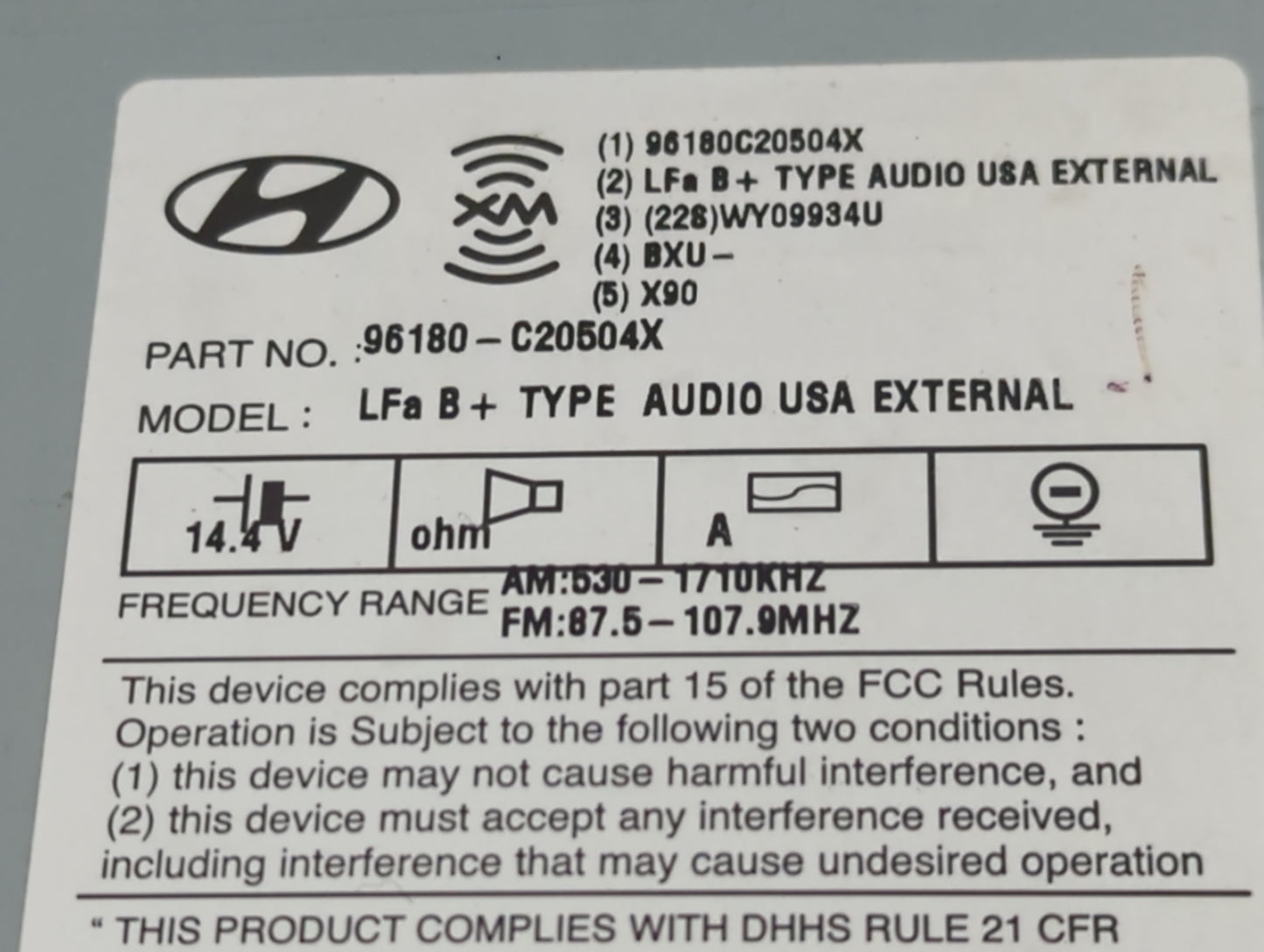 2015 Hyundai Sonata Radio AM FM Cd Player Receiver Replacement P/N:96180C20504X Fits OEM Used Auto Parts - Oemusedautoparts1