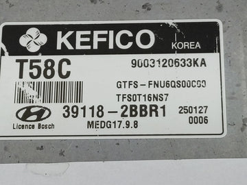 2015 Hyundai Veloster PCM Engine Control Computer ECU ECM PCU OEM P/N:39118-2BBR1 Fits OEM Used Auto Parts