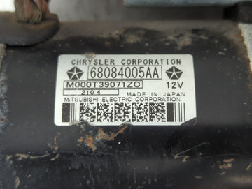 2014-2018 Jeep Cherokee Car Starter Motor Solenoid OEM P/N:M000T39071ZC 68084005AA Fits OEM Used Auto Parts