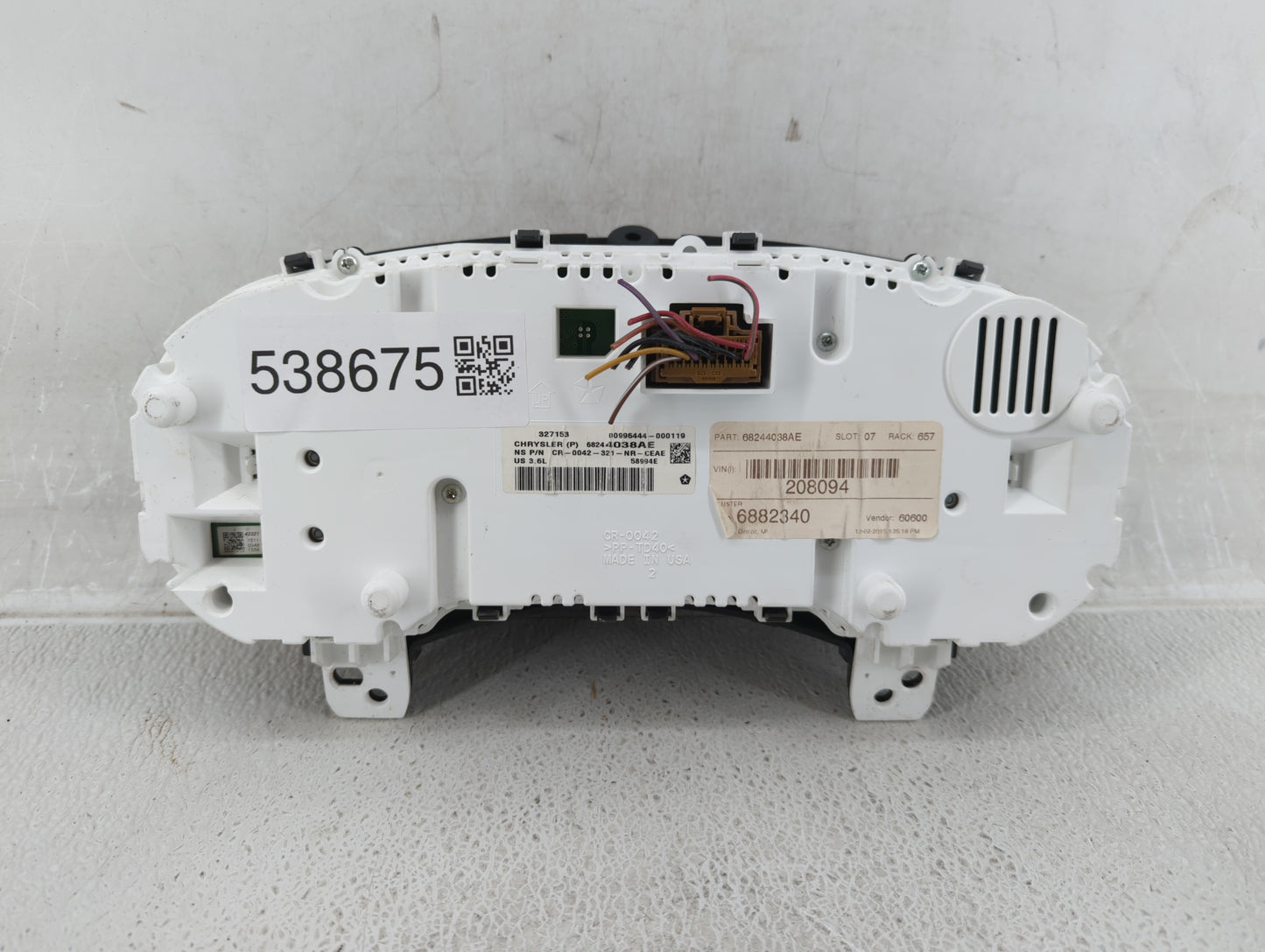 2015 Jeep Grand Cherokee Instrument Cluster Speedometer Gauges P/N:68244038AE Fits OEM Used Auto Parts - Oemusedautoparts1.c