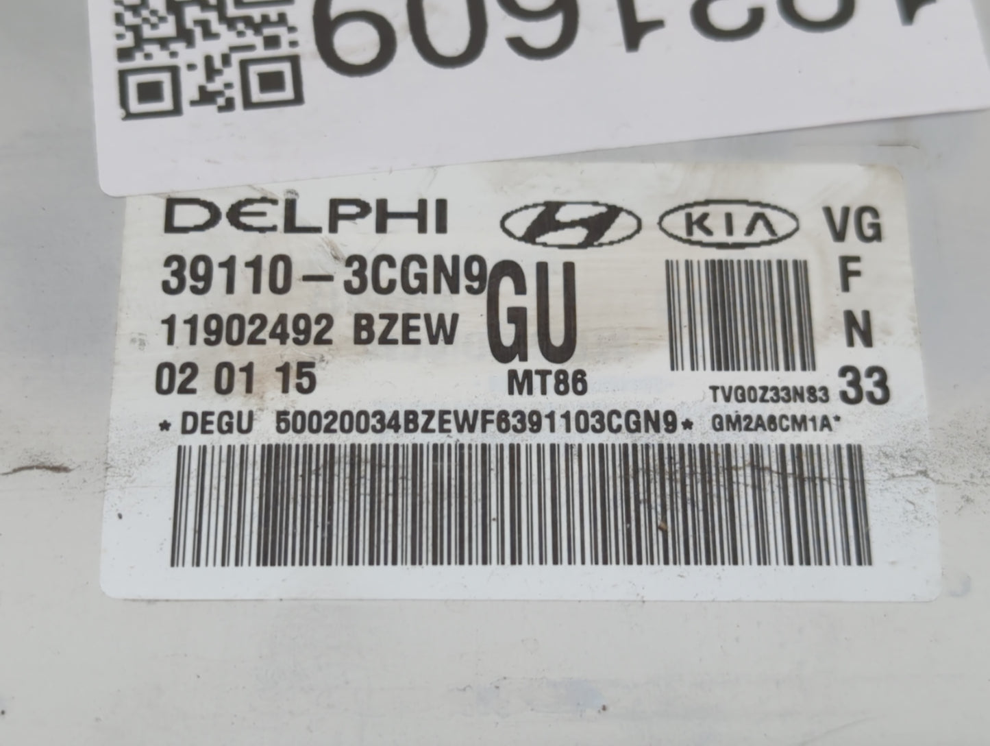 2014-2016 Kia Cadenza PCM Engine Control Computer ECU ECM PCU OEM P/N:39110-3CGN9 Fits Fits 2014 2015 2016 OEM Used Auto Par