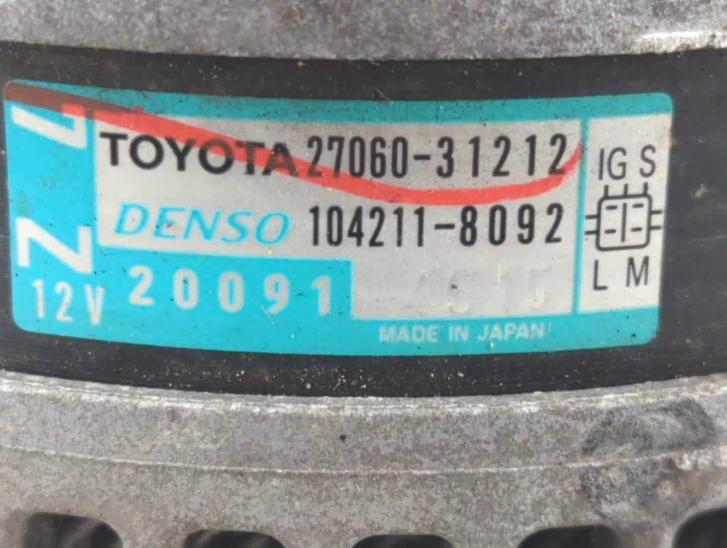 2014-2015 Lexus Is250 Alternator Replacement Generator Charging Assembly Engine OEM P/N:27060-31212 Fits OEM Used Auto Parts