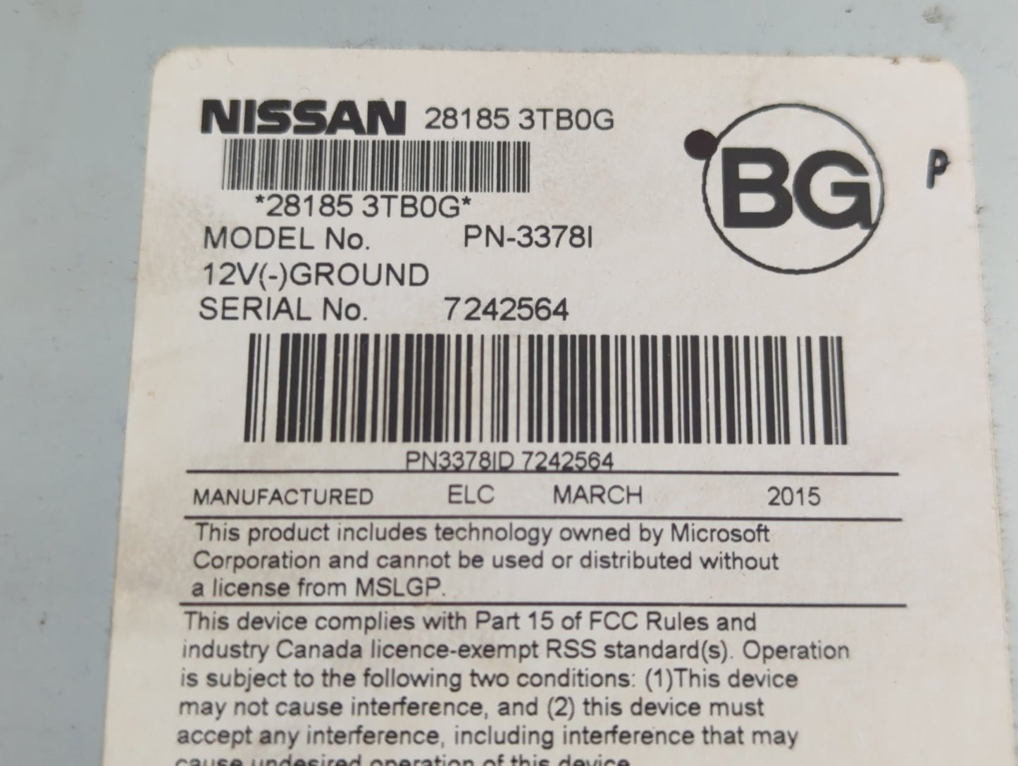 2013-2015 Nissan Altima Radio AM FM Cd Player Receiver Replacement P/N:28185 3TB0G Fits Fits 2013 2014 2015 OEM Used Auto Pa