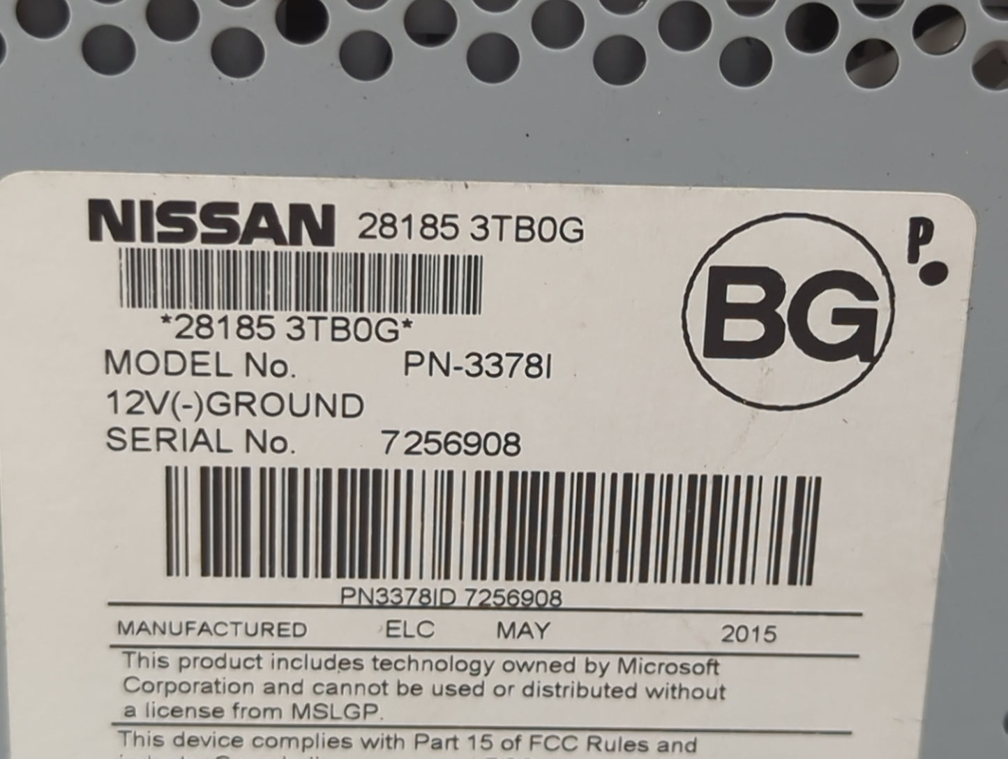 2013-2015 Nissan Altima Radio AM FM Cd Player Receiver Replacement P/N:28185 3TB0G PN-3378I Fits Fits 2013 2014 2015 OEM Use