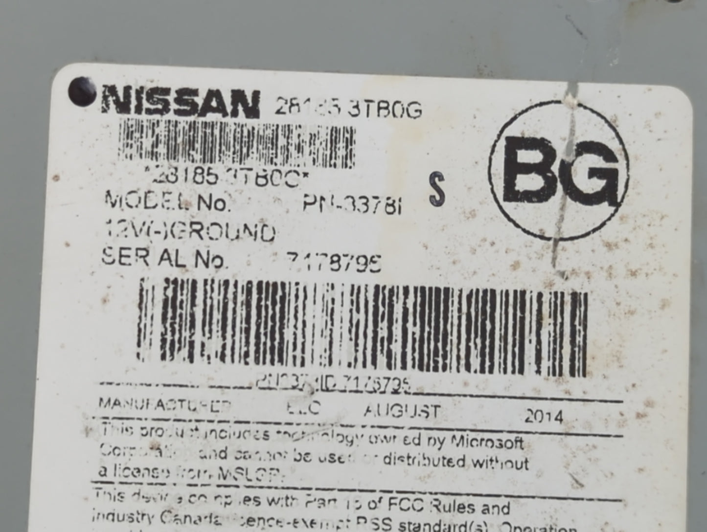 2013-2015 Nissan Altima Radio AM FM Cd Player Receiver Replacement P/N:28185 3TB0G Fits Fits 2013 2014 2015 OEM Used Auto Pa