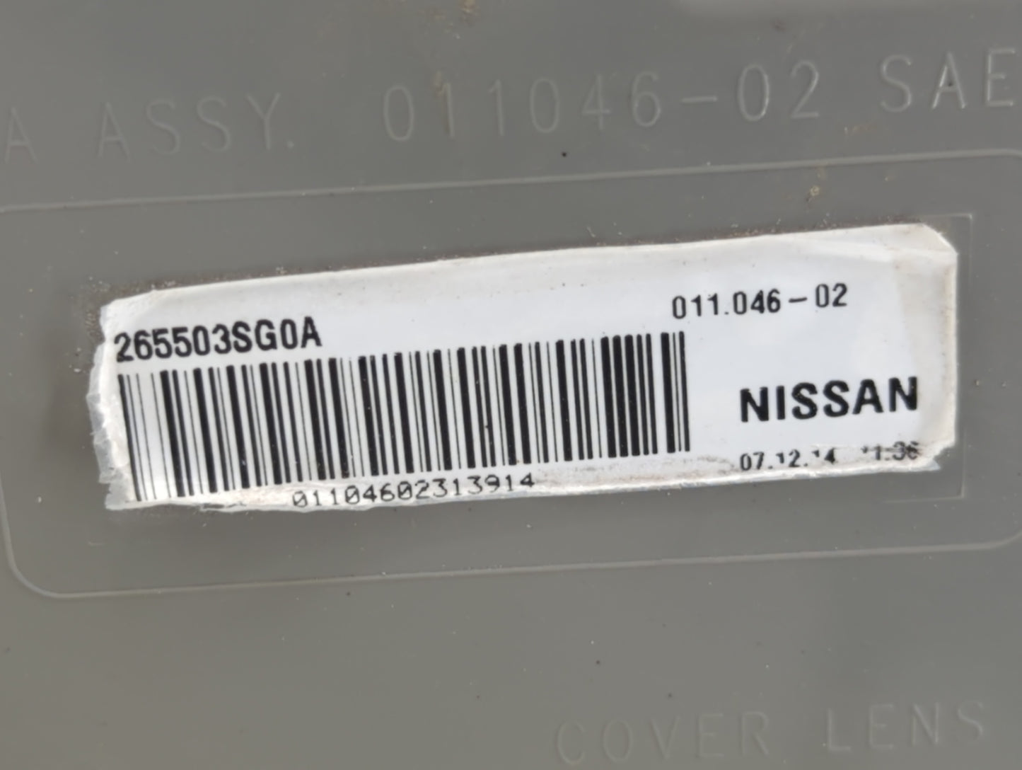 2013-2015 Nissan Sentra Tail Light Assembly Passenger Right OEM P/N:265503SG0A Fits Fits 2013 2014 2015 OEM Used Auto Parts