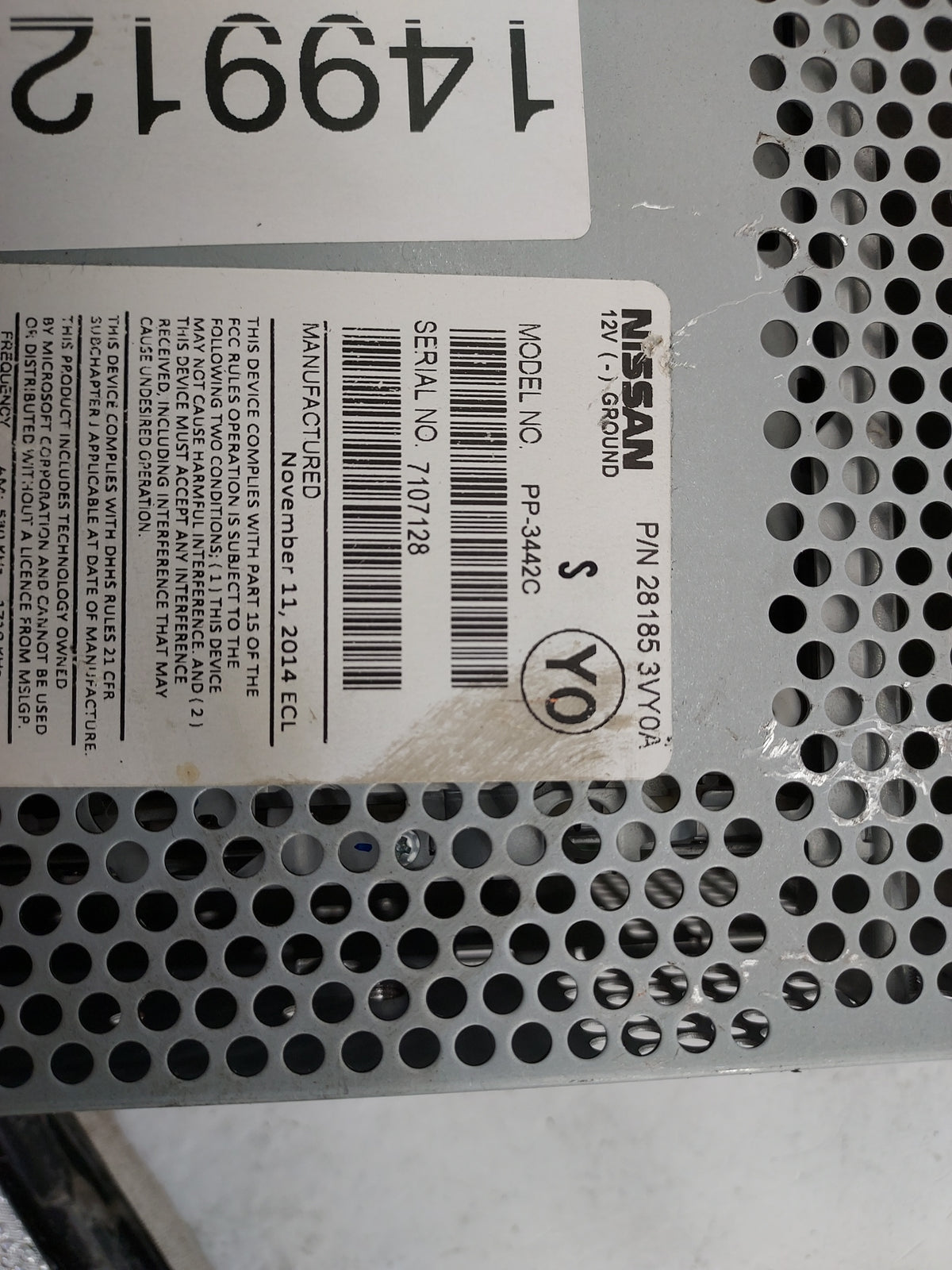 2014-2019 Nissan Versa Radio AM FM Cd Player Receiver Replacement P/N:28185 3VY0A PP-3442C Fits Fits 2014 2015 2016 2017 201