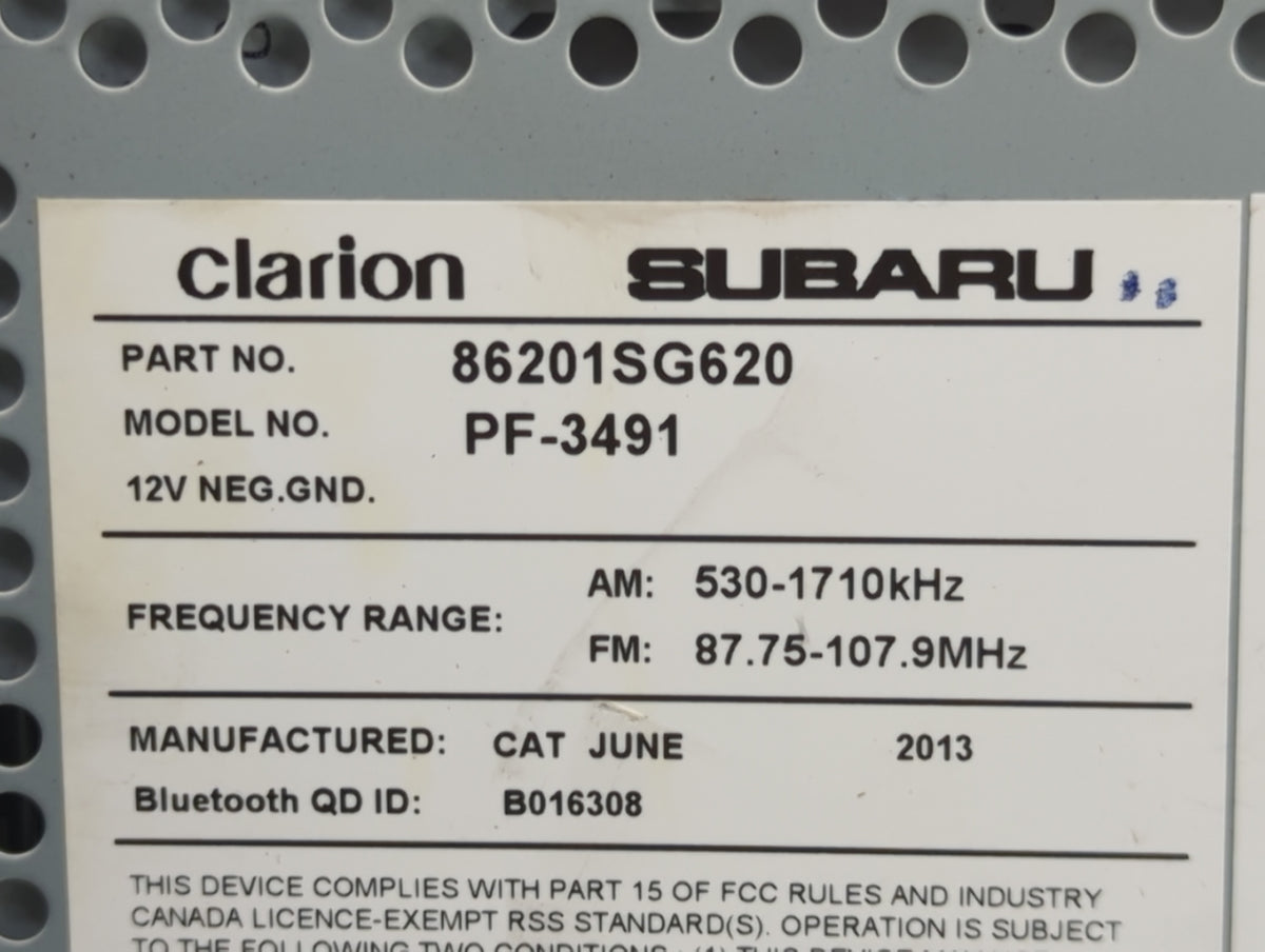 2014-2015 Subaru Forester Radio AM FM Cd Player Receiver Replacement P/N:86201SG620 86271SC600 Fits Fits 2014 2015 OEM Used