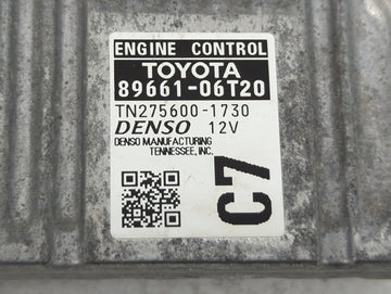 2015 Toyota Camry PCM Engine Control Computer ECU ECM PCU OEM P/N:89661-06T20 TN275600-1730 Fits OEM Used Auto Parts