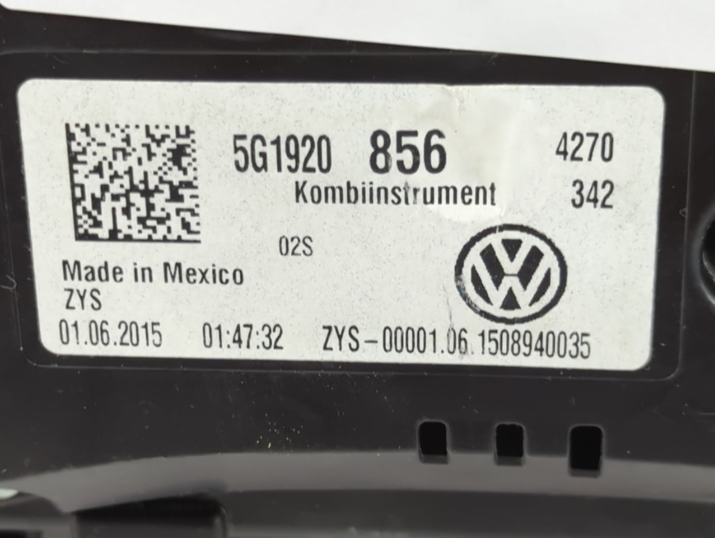 2015 Volkswagen Golf Gti Instrument Cluster Speedometer Gauges P/N:5G1920856 Fits Fits 2016 OEM Used Auto Parts - Oemusedaut
