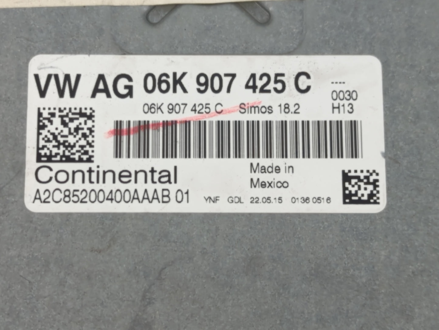 2015-2017 Volkswagen Jetta PCM Engine Control Computer ECU ECM PCU OEM P/N:06K 907 425 C Fits Fits 2015 2016 2017 OEM Used A