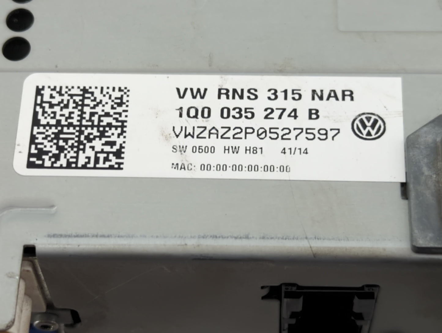 2015-2016 Volkswagen Jetta Radio AM FM Cd Player Receiver Replacement P/N:1Q0 035 274 B Fits Fits 2015 2016 OEM Used Auto Pa