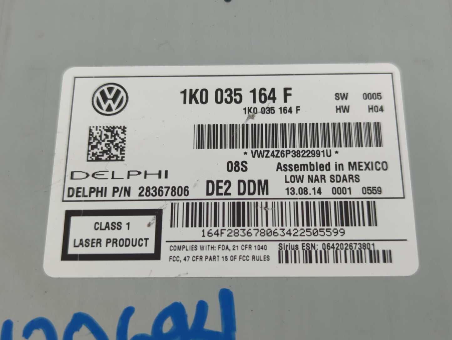2012-2015 Volkswagen Passat Radio AM FM Cd Player Receiver Replacement P/N:1K0 035 164 F Fits Fits 2011 2012 2013 2014 2015
