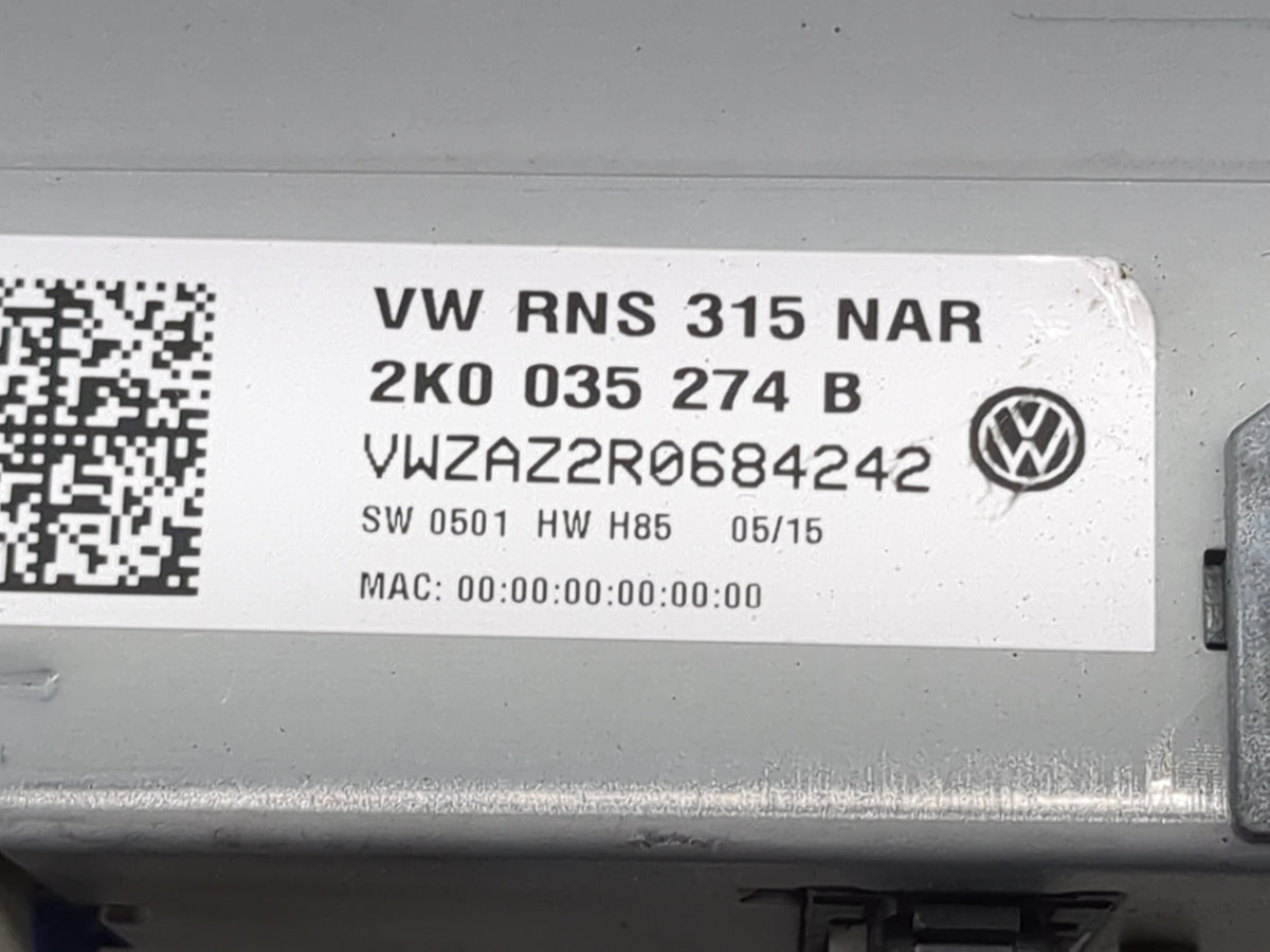 2009-2017 Volkswagen Tiguan Radio AM FM Cd Player Receiver Replacement P/N:VW RNS 315 NAR 2K0 035 274 B Fits OEM Used Auto P