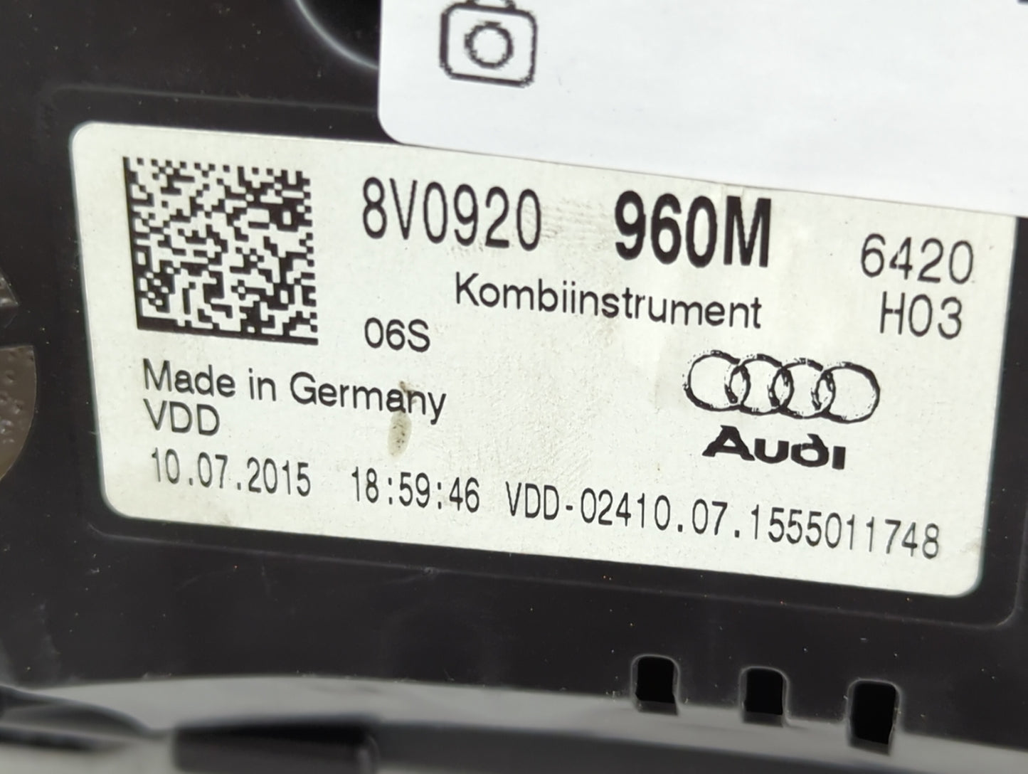 2015-2018 Audi A3 Instrument Cluster Speedometer Gauges P/N:8V0920960M Miles:111K Fits Fits 2015 2016 2017 2018 OEM Used Aut
