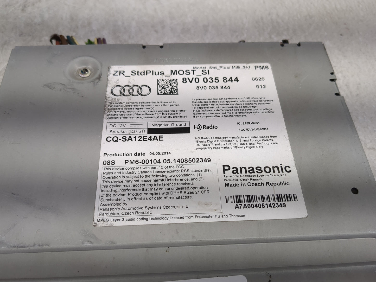 2015-2018 Audi A3 Radio AM FM Cd Player Receiver Replacement P/N:8V0 035 844 Fits Fits 2015 2016 2017 2018 OEM Used Auto Par