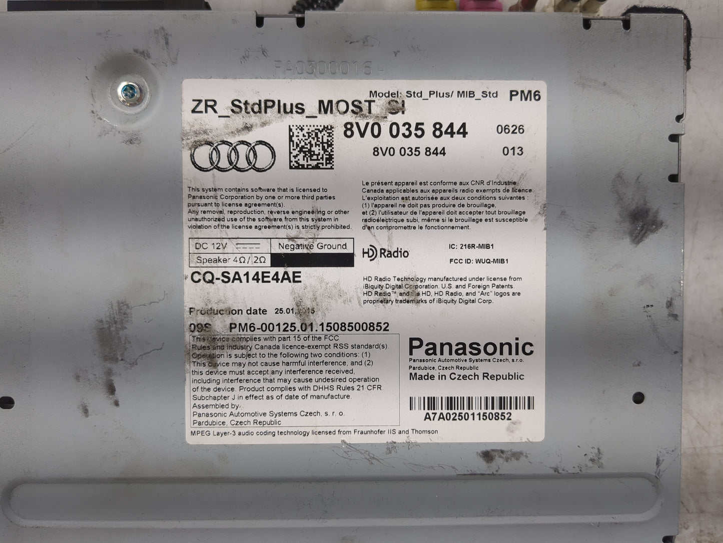 2015-2018 Audi A3 Radio AM FM Cd Player Receiver Replacement P/N:8V0 035 844 Fits Fits 2015 2016 2017 2018 OEM Used Auto Par