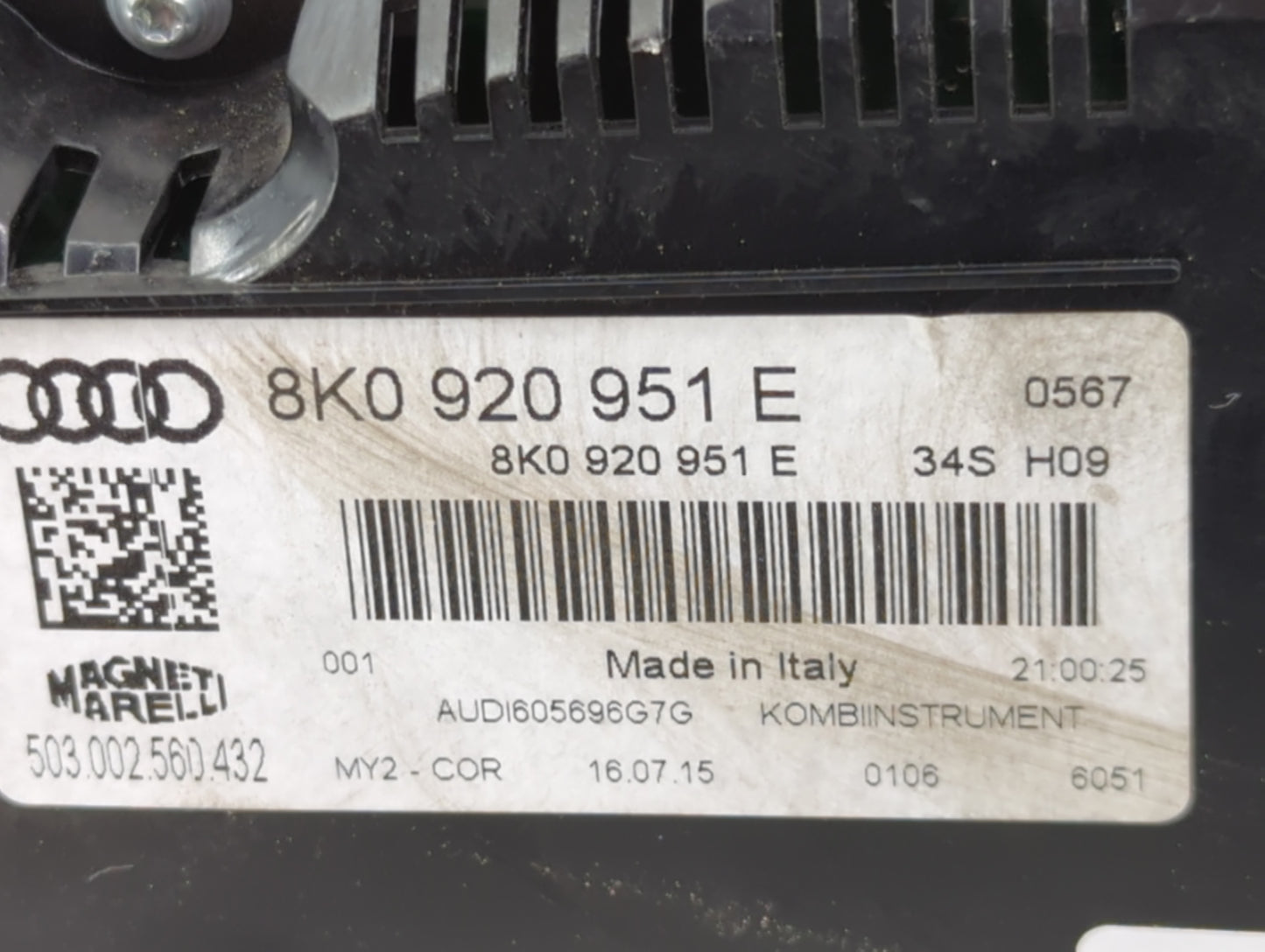 2013-2016 Audi A4 Instrument Cluster Speedometer Gauges P/N:8K0920951E 503002560432 Miles:67K Fits Fits 2013 2014 2015 2016