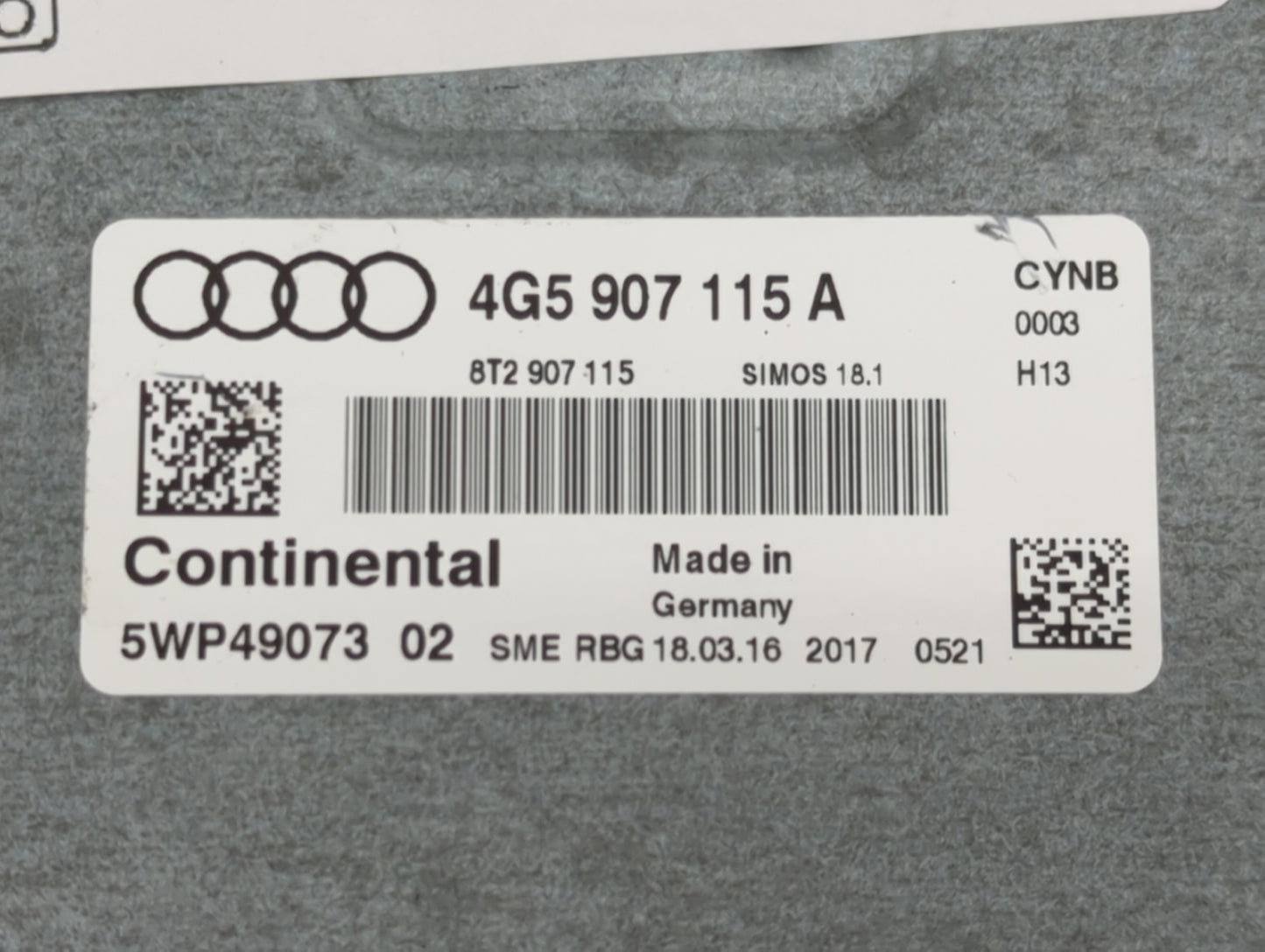 2016 Audi A6 PCM Engine Control Computer ECU ECM PCU OEM P/N:4G5 907 115 A Fits OEM Used Auto Parts - Oemusedautoparts1.com