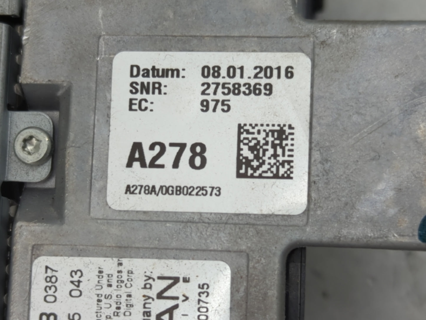 2016-2018 Audi A7 Radio AM FM Cd Player Receiver Replacement P/N:A278 2758369 Fits Fits 2016 2017 2018 OEM Used Auto Parts -