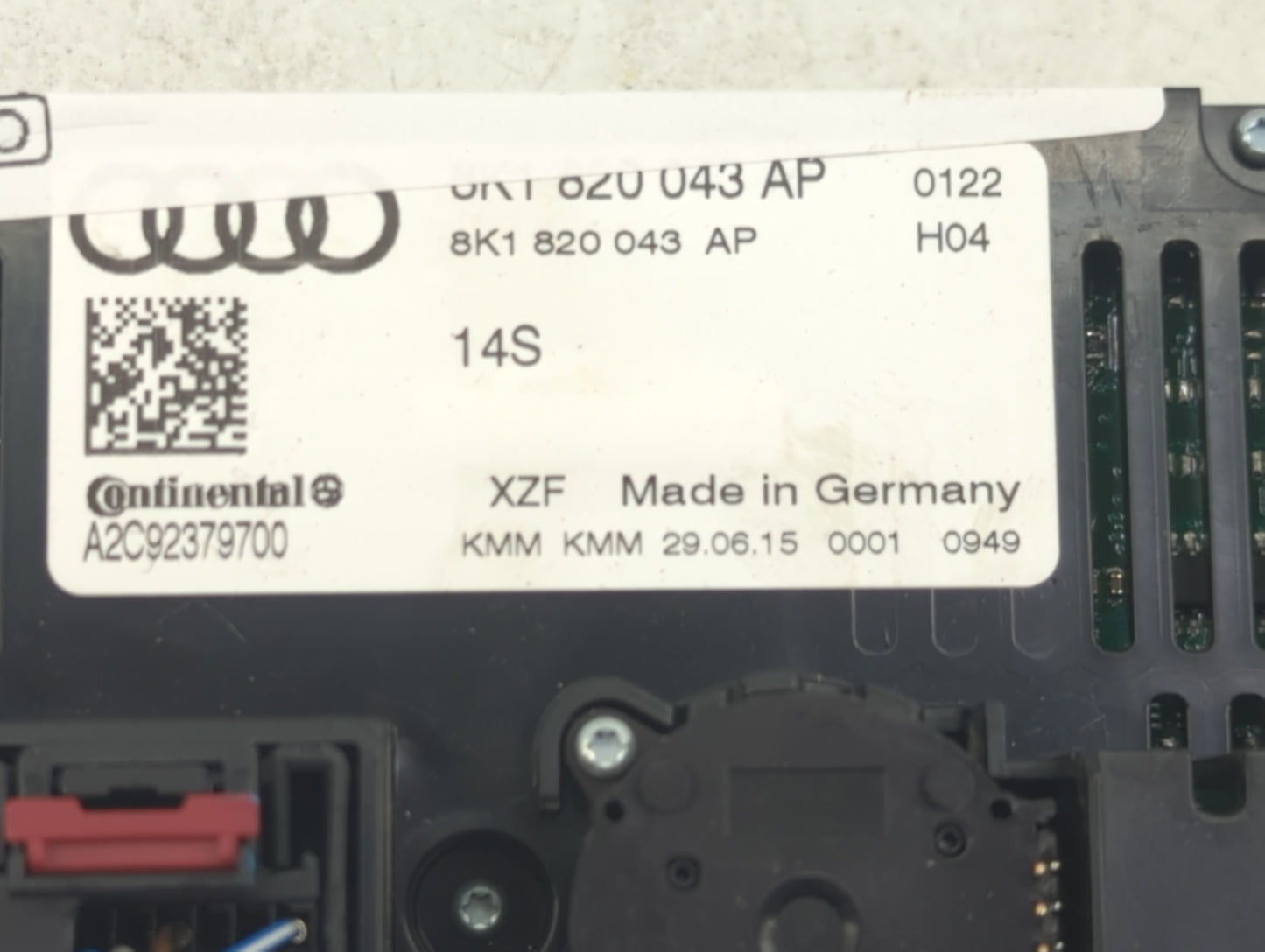 2013-2017 Audi Q5 Climate Control Module Temperature AC/Heater Replacement P/N:8K1820043AP A2C92379700 Fits OEM Used Auto Pa