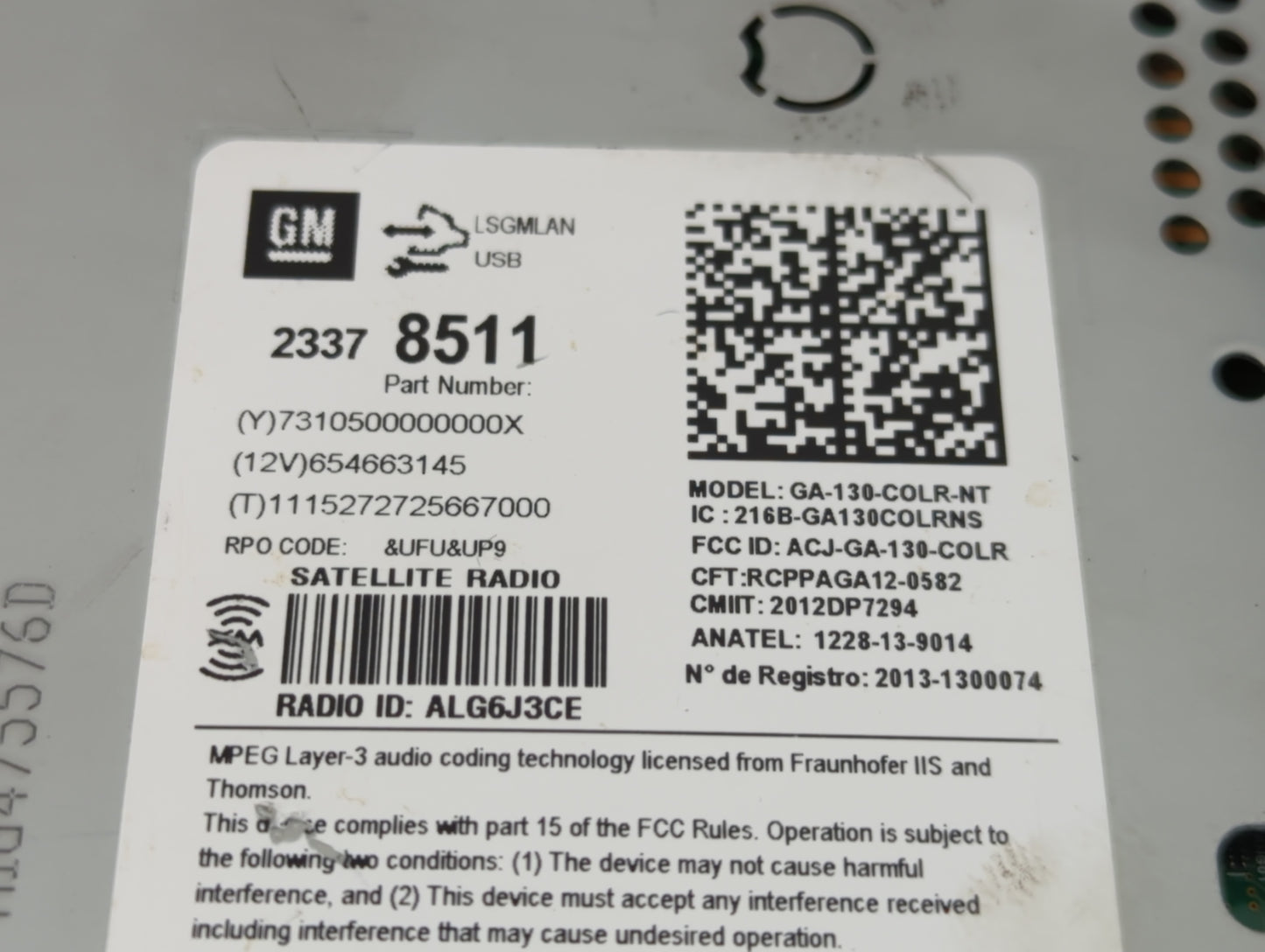 2015-2016 Chevrolet Cruze Radio AM FM Cd Player Receiver Replacement P/N:2337 8511 Fits Fits 2014 2015 2016 2017 OEM Used Au