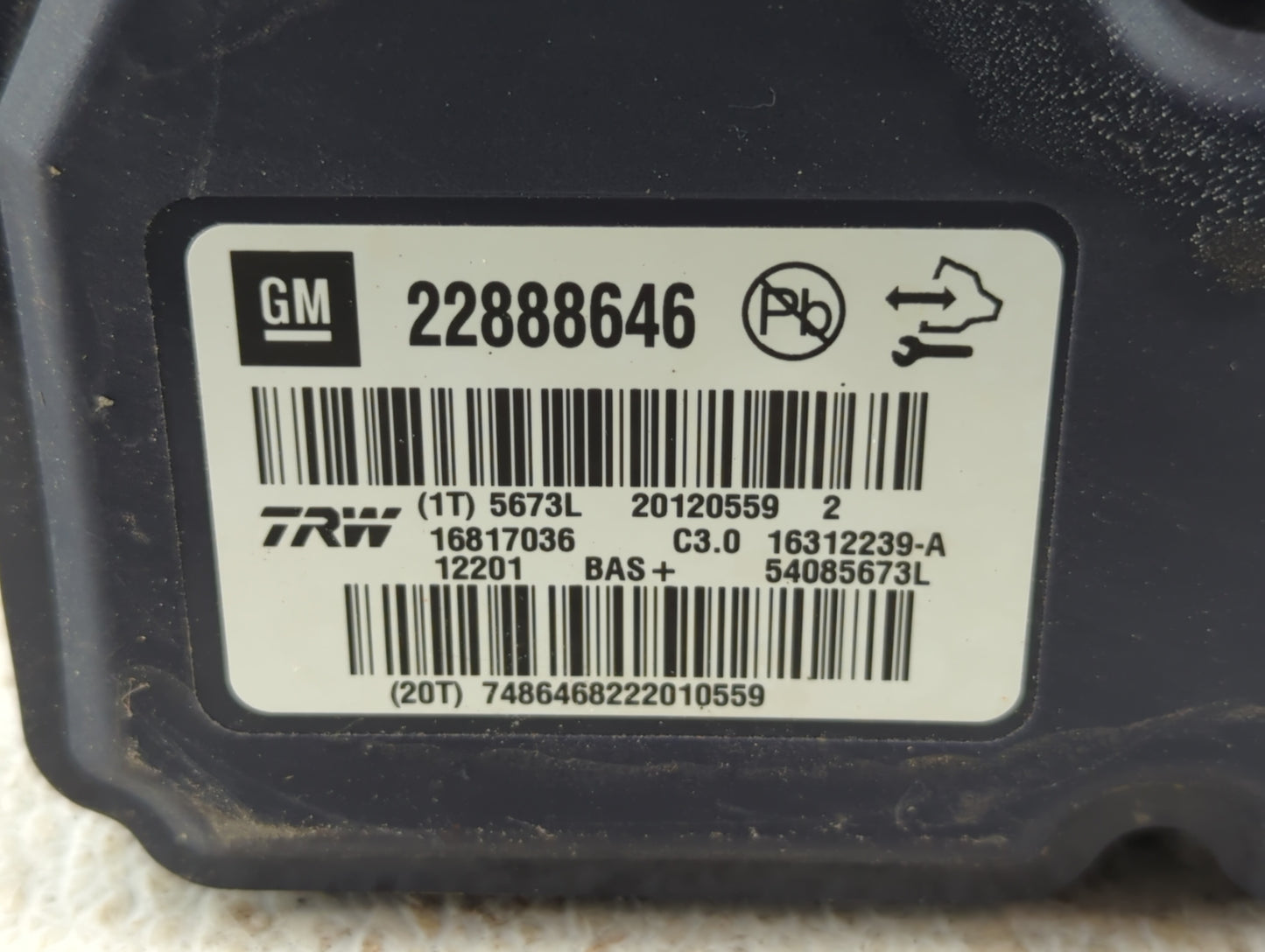 2013-2016 Chevrolet Malibu ABS Pump Control Module Replacement P/N:22888646 Fits Fits 2012 2013 2014 2015 2016 OEM Used Auto