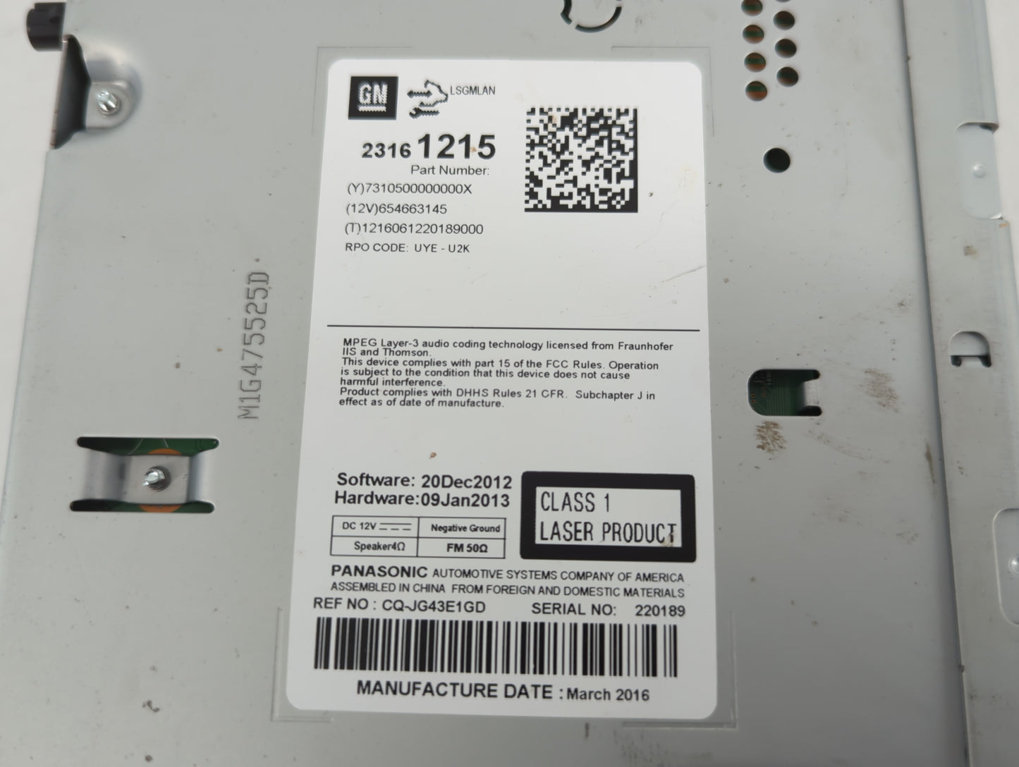 2014-2016 Chevrolet Malibu Am Fm Cd Player Radio Receiver - Oemusedautoparts1.com