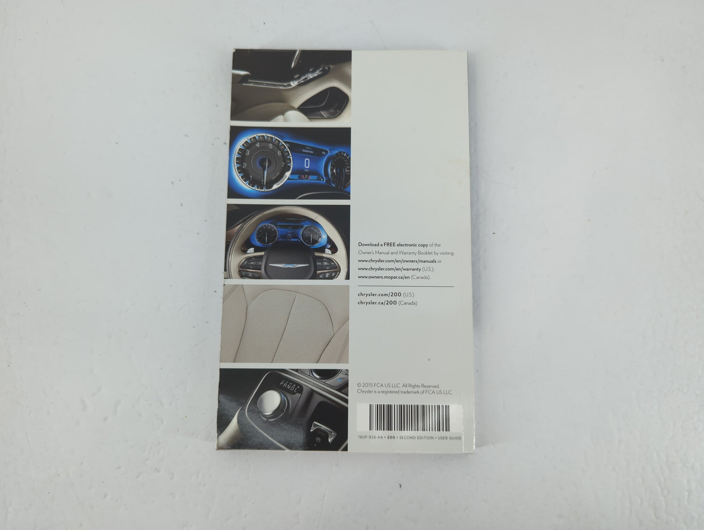 2016 Chrysler 200 Owners Manual Book Guide P/N:16UF-926-AA OEM Used Auto Parts - Oemusedautoparts1.com