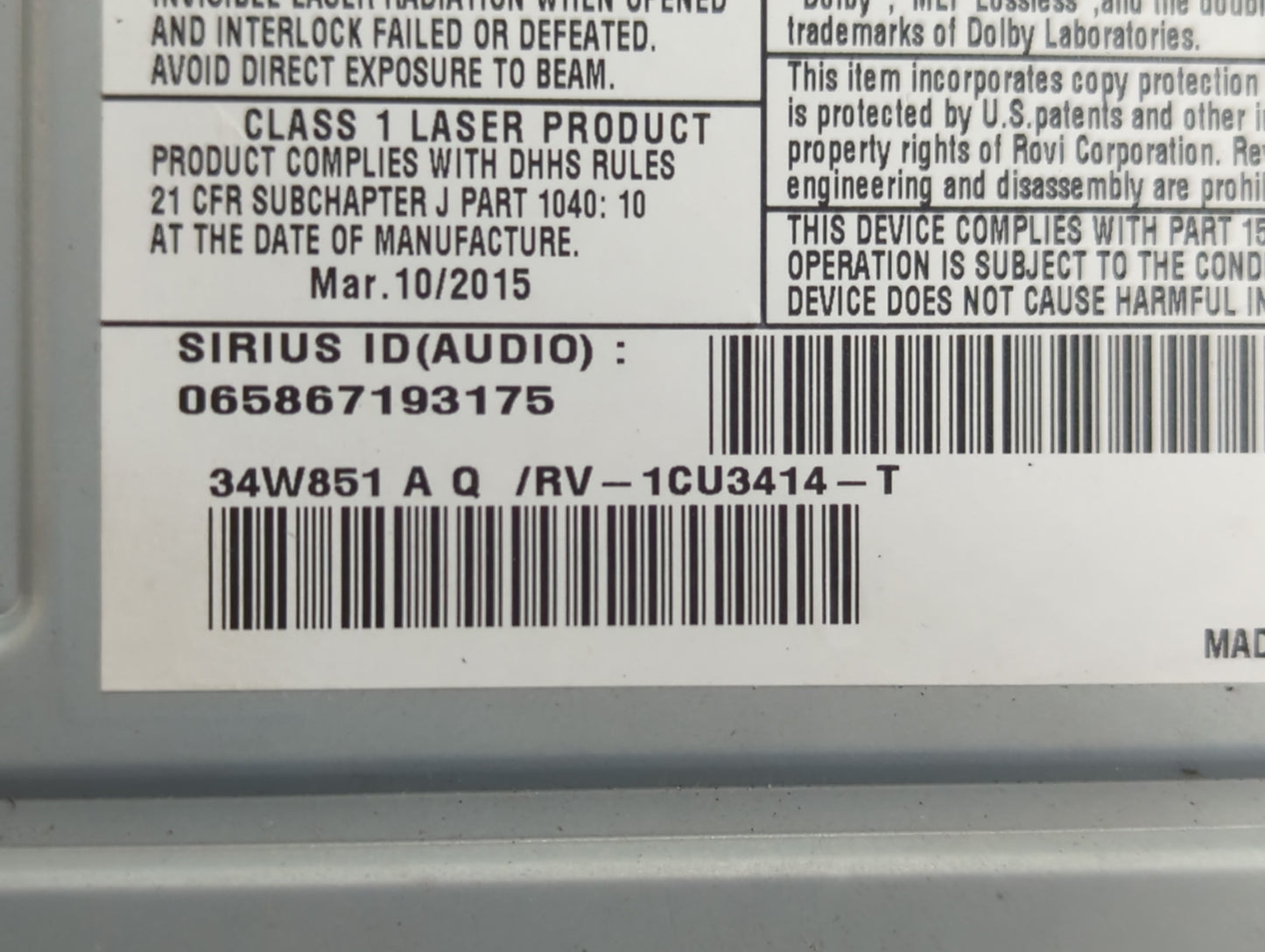 2016 Dodge Caravan Radio AM FM Cd Player Receiver Replacement Fits Fits 2012 2013 2014 2015 2017 2018 2019 2020 OEM Used Aut