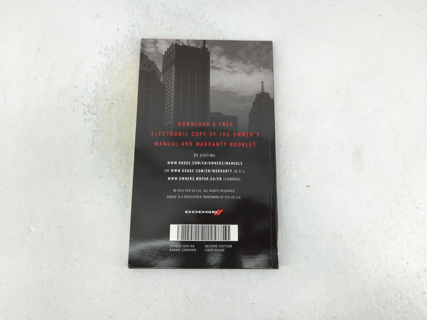 2016 Dodge Grand Caravan Owners Manual Book Guide P/N:16Y532-926-AA OEM Used Auto Parts - Oemusedautoparts1.com