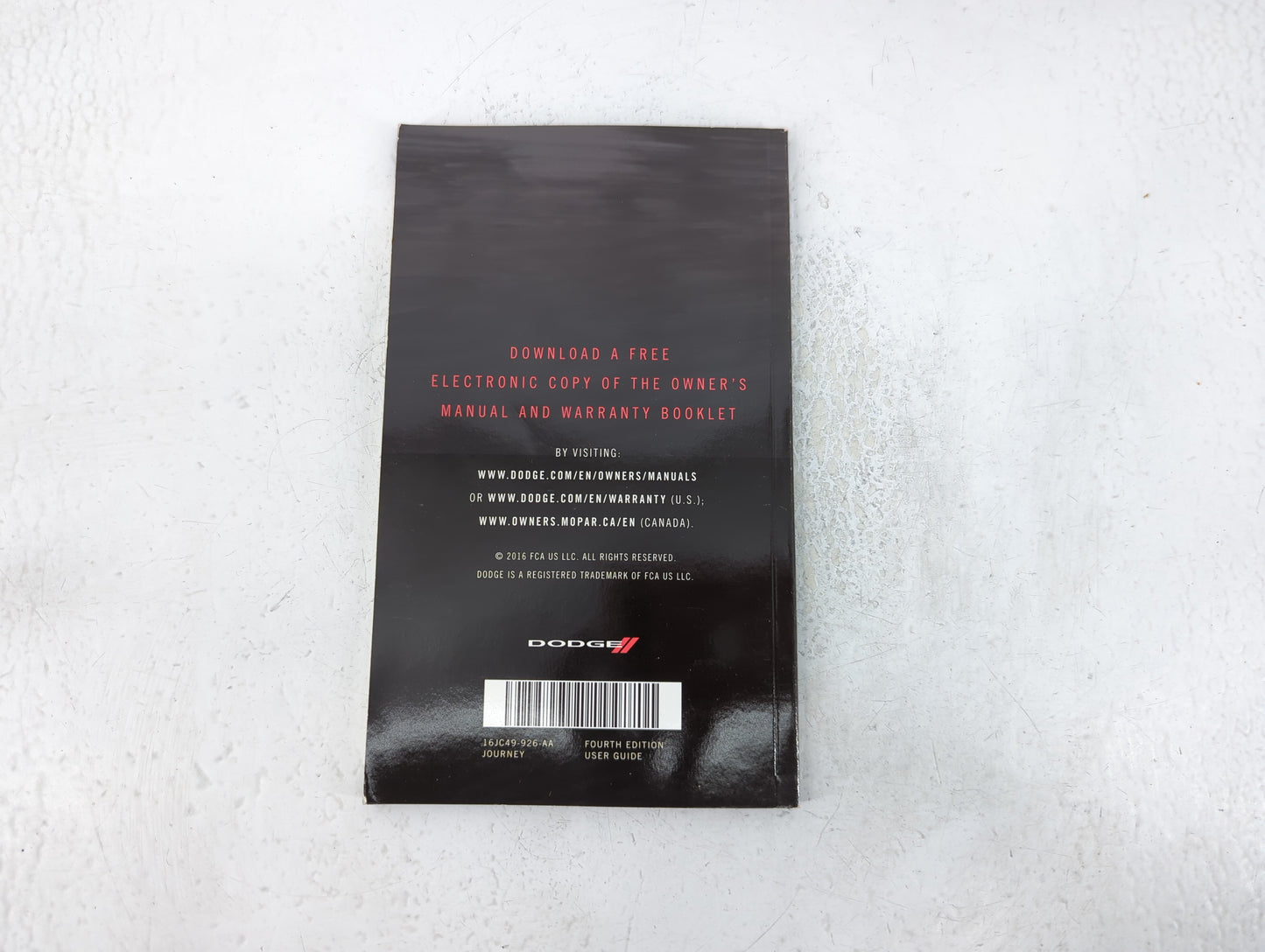 2016 Dodge Journey Owners Manual Book Guide P/N:16JC49-926-AA OEM Used Auto Parts - Oemusedautoparts1.com